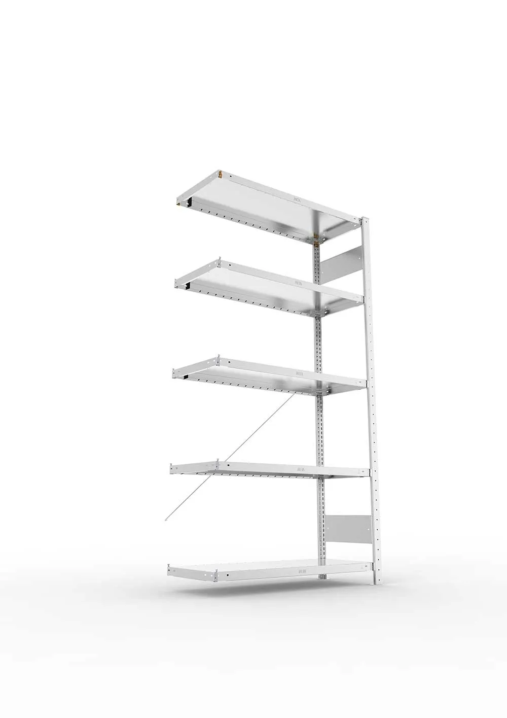 Metallregal Pro-Max Stecksystem Anbauregal – 200×100×40 cm, 230 kg, verzinkt, 5 Böden