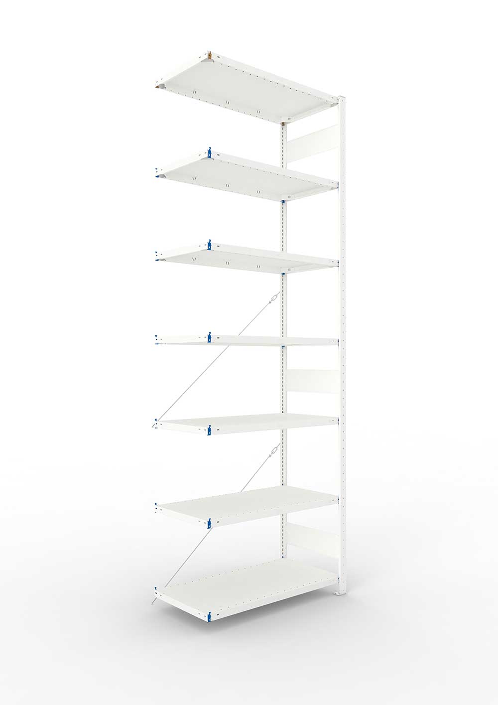 Metallregal Pro-Max Stecksystem Anbauregal – 300×100×50 cm, 150 kg, RAL 7035, 7 Böden