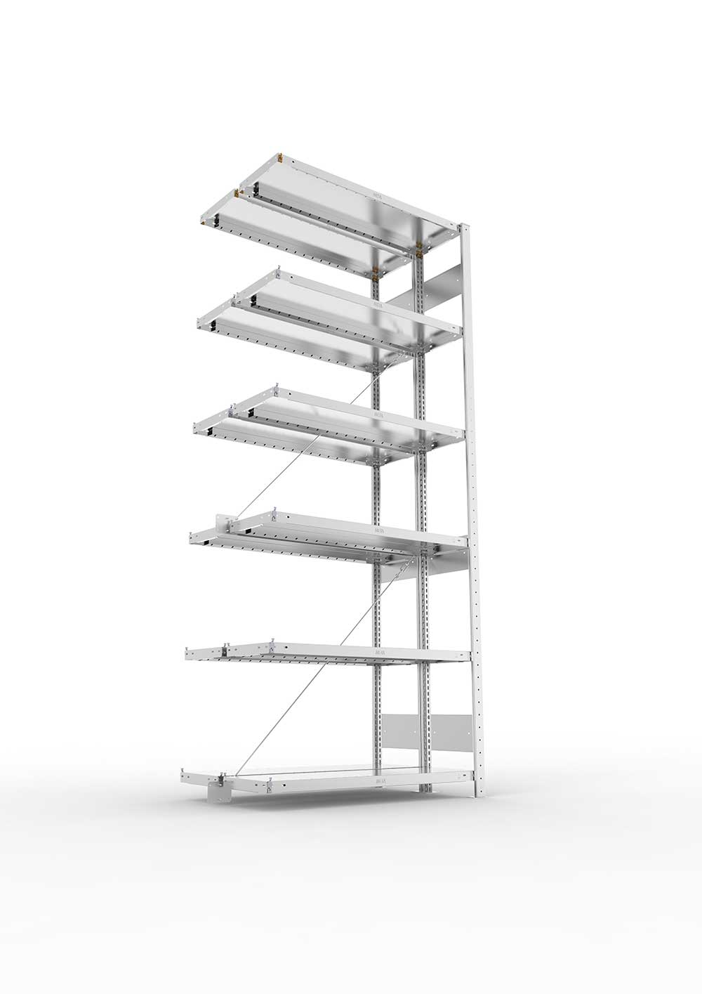 Metallregal Pro-Flex Stecksystem Doppelanbauregal – 250×100×30 cm, 230 kg, verzinkt