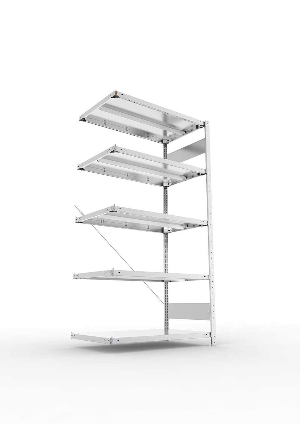 Metallregal Pro-Max Stecksystem Anbauregal – 200×100×60 cm, 330 kg, verzinkt, 5 Böden