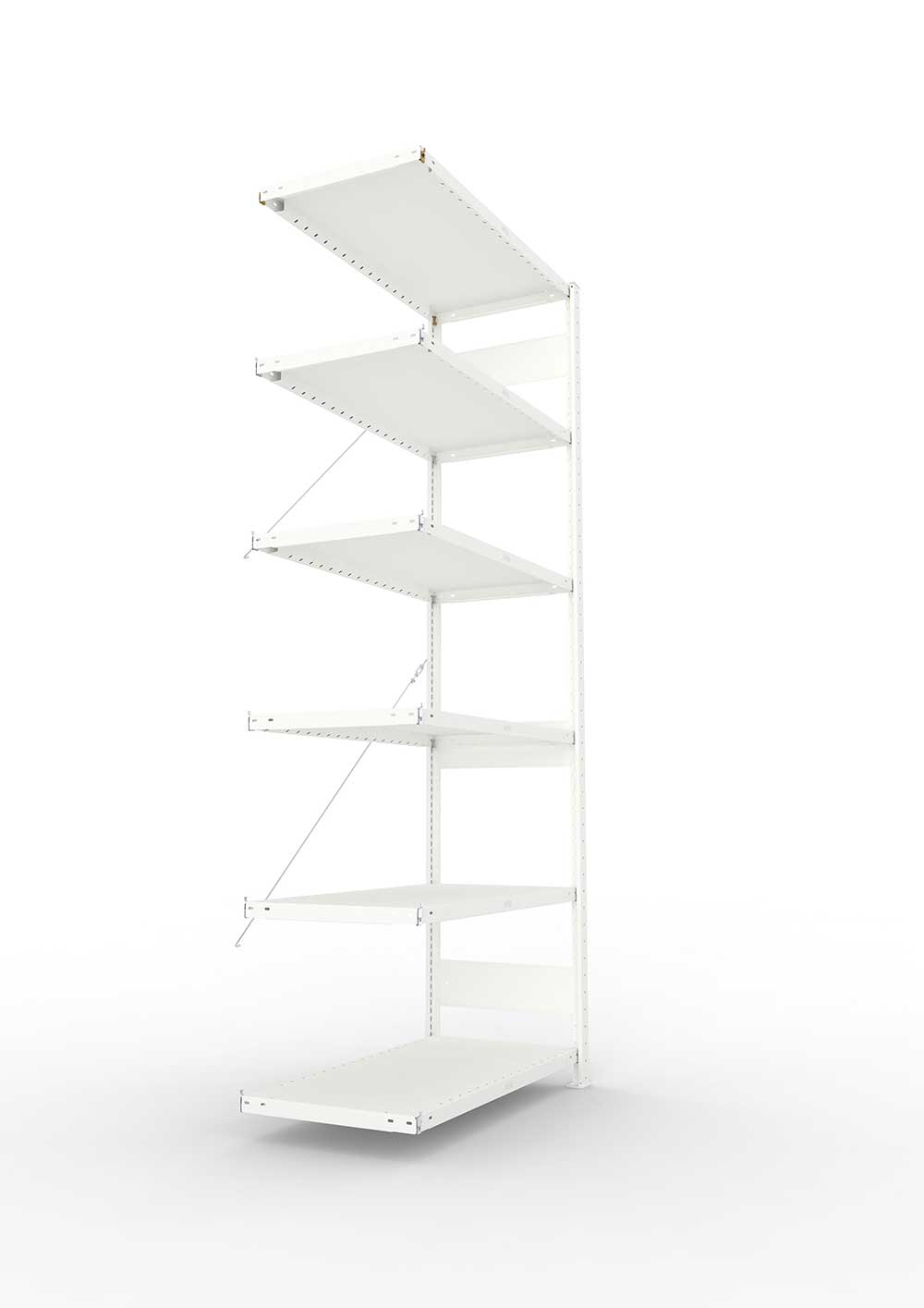 Metallregal Pro-Max Stecksystem Anbauregal – 250×100×50 cm, 230 kg, RAL 7035, 6 Böden