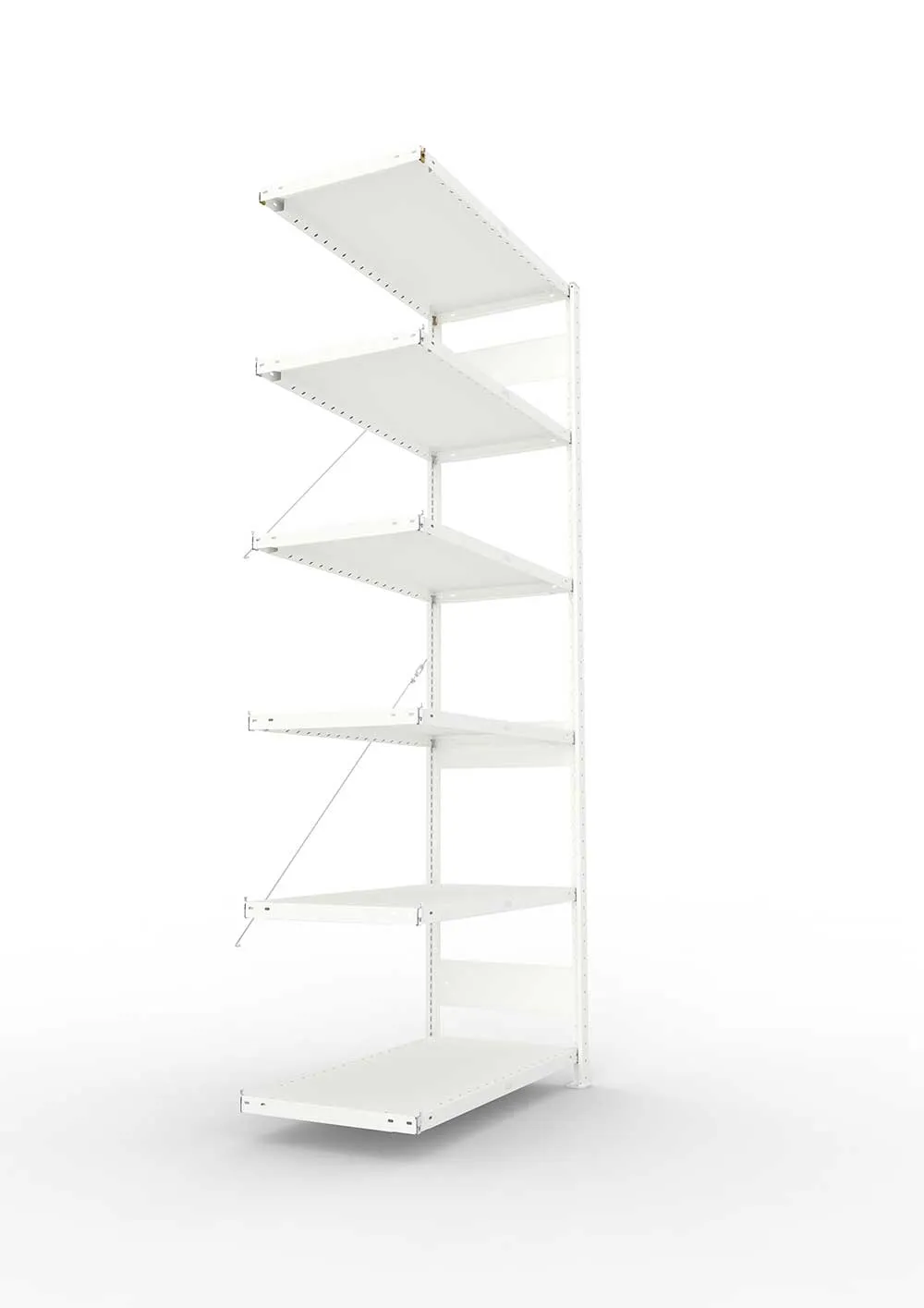 Metallregal Pro-Max Stecksystem Anbauregal – 250×100×50 cm, 230 kg, RAL 7035, 6 Böden