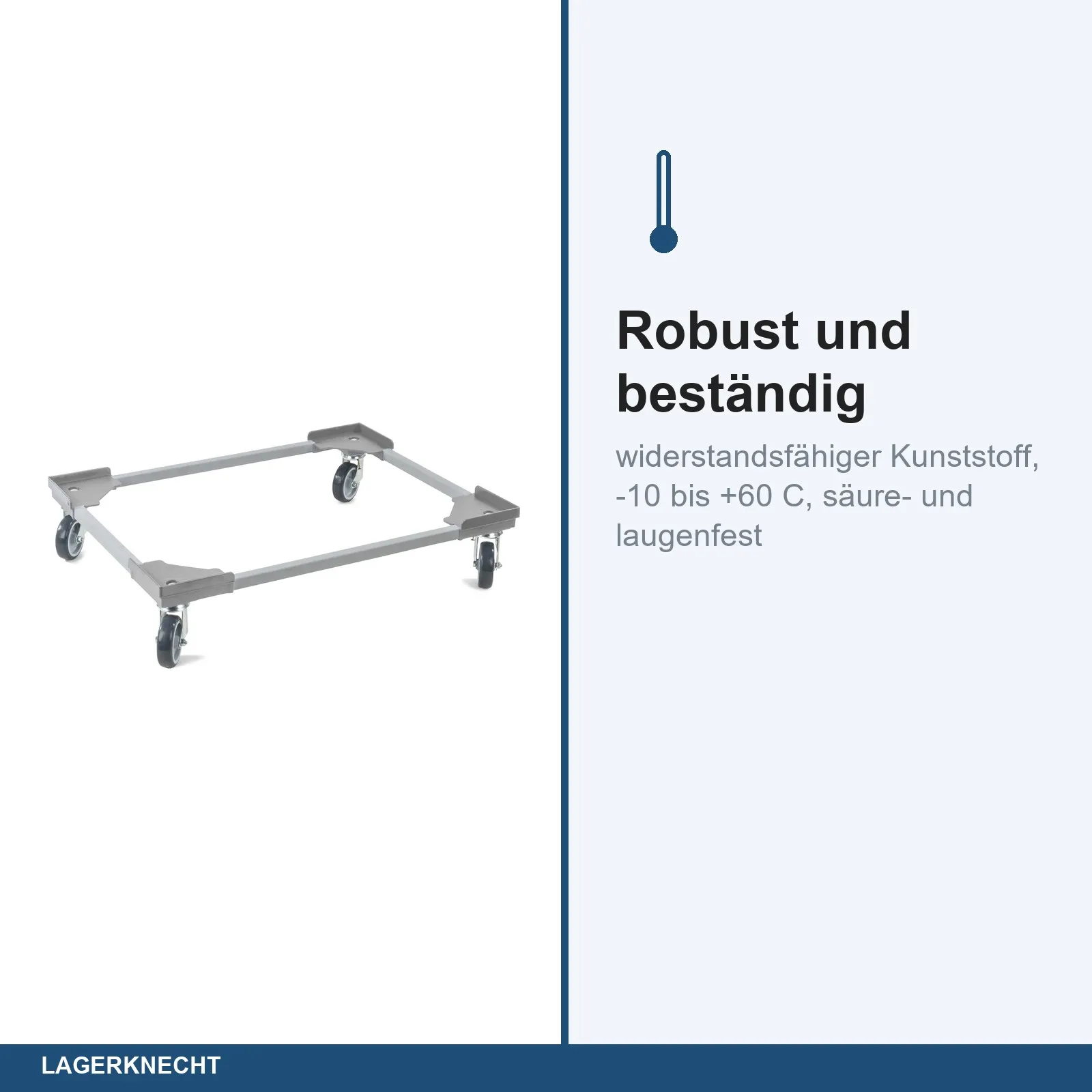Transportroller VARIABLE - 800x600 - Kunststoffräder 4 Lenkrollen Grau