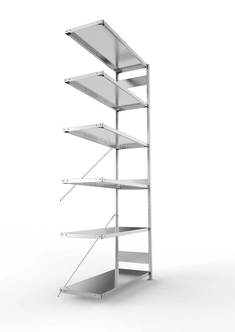 Metallregal Pro-Max Stecksystem Anbauregal – 300×130×50 cm, 230 kg, verzinkt, 6 Böden