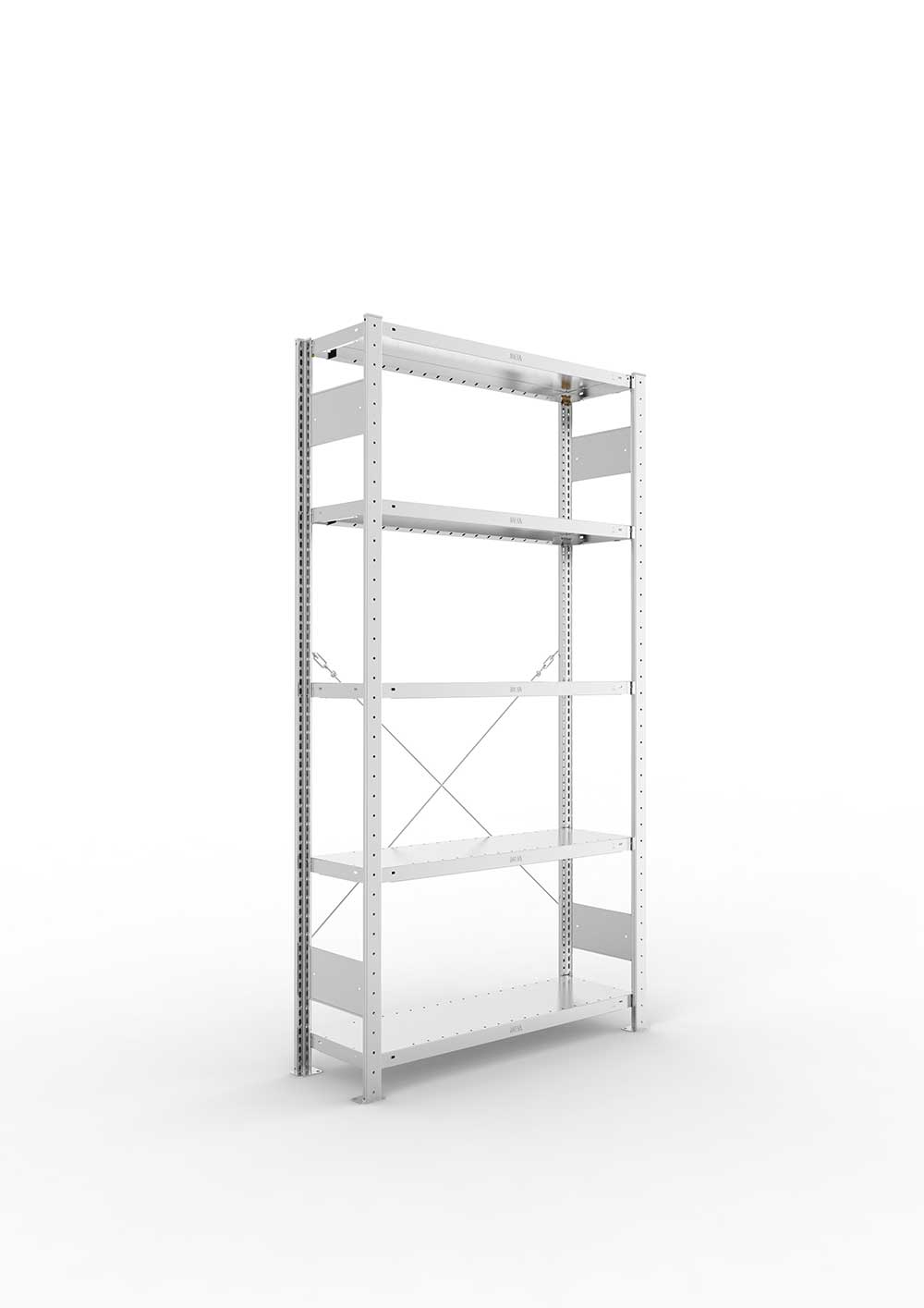 Metallregal Pro-Max Stecksystem Grundregal – 200×100×30 cm, 230 kg, verzinkt, 5 Böden