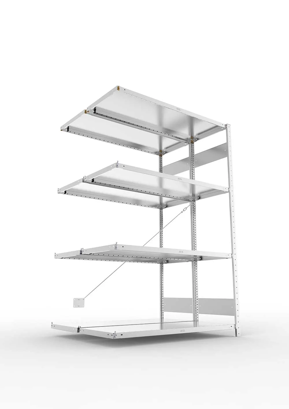 Metallregal Pro-Flex Stecksystem Doppelanbauregal – 200×130×50 cm, 230 kg, verzinkt