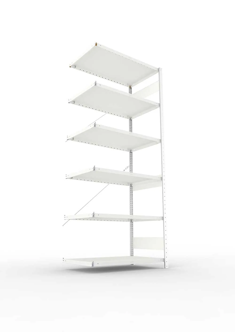 Metallregal Pro-Max Stecksystem Anbauregal – 250×100×60 cm, 230 kg, RAL 7035, 6 Böden