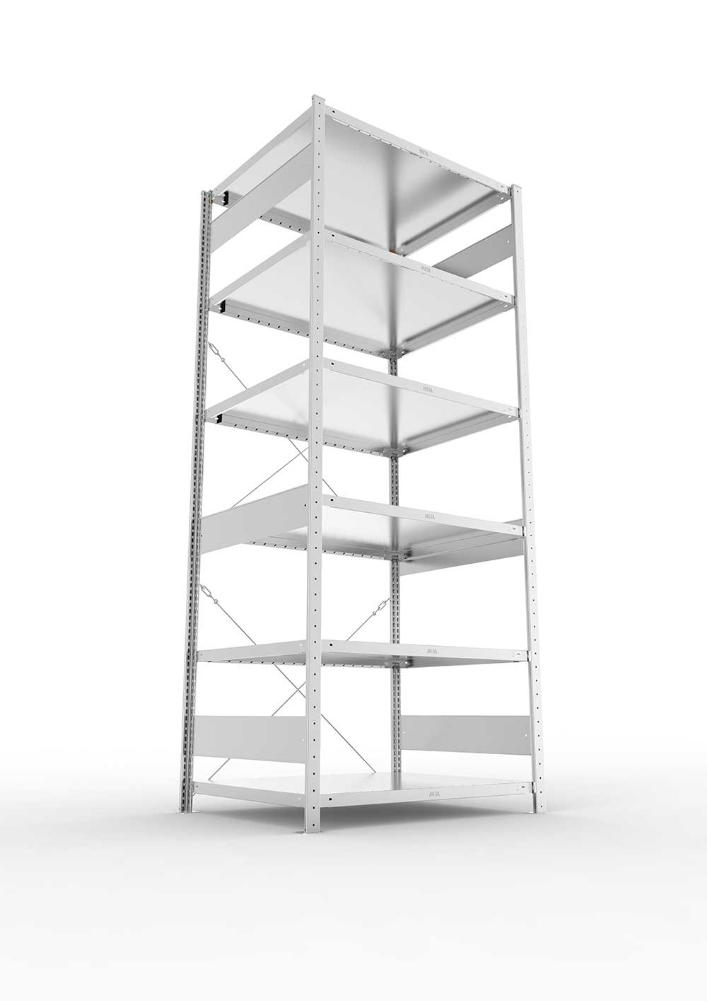 Metallregal Pro-Max Stecksystem Grundregal – 250×100×80 cm, 230 kg, verzinkt, 6 Böden