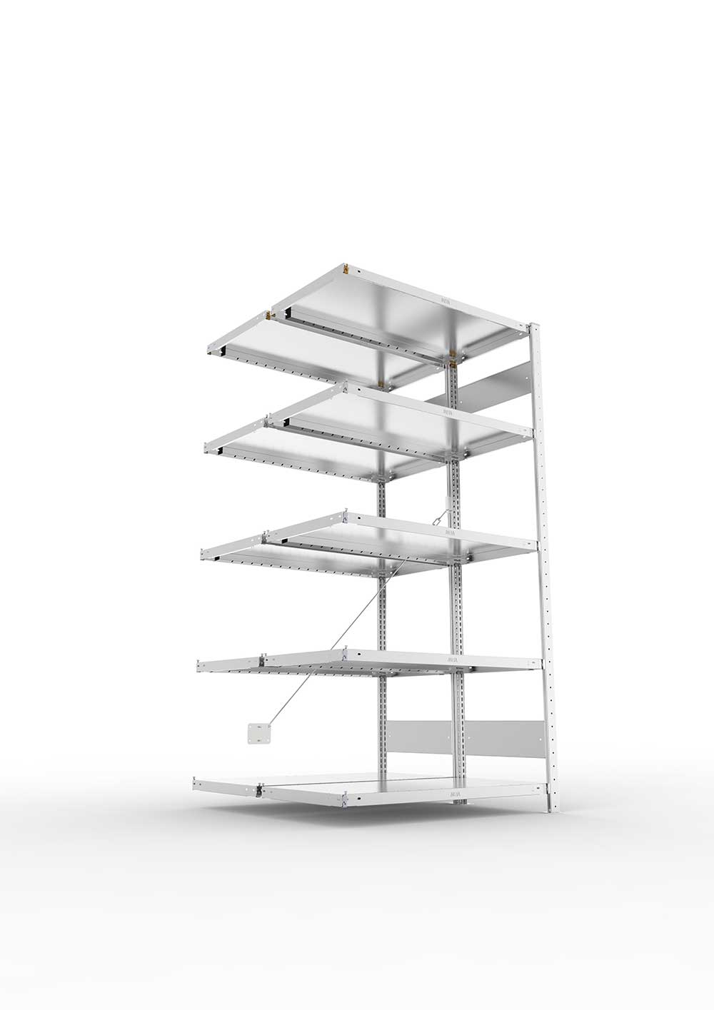 Metallregal Pro-Max Stecksystem Doppelanbauregal – 200×100×50 cm, 230 kg, verzinkt
