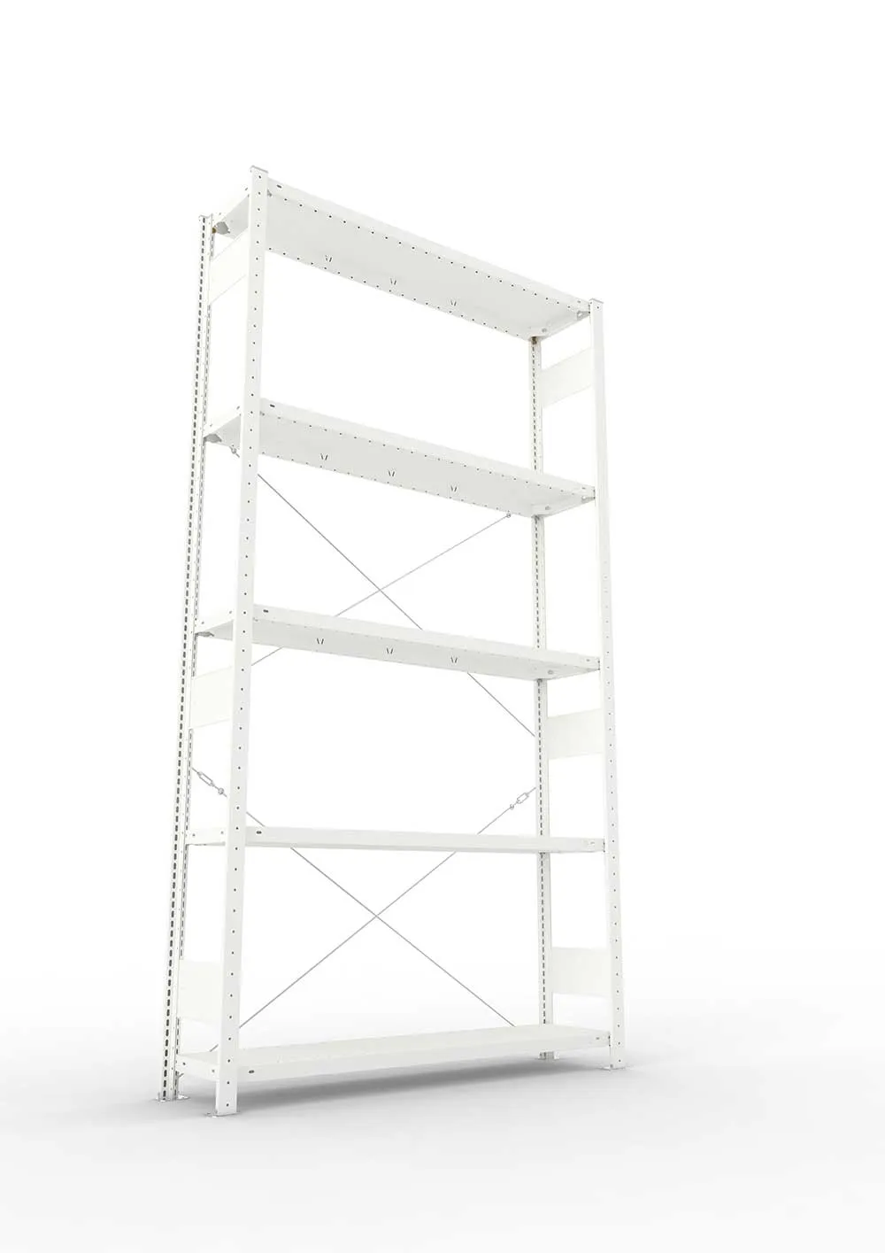 Metallregal Pro-Max Stecksystem Grundregal – 250×130×30 cm, 230 kg, RAL 7035, 5 Böden