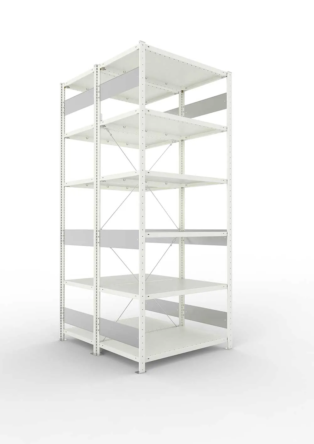 Metallregal Pro-Flex Stecksystem Doppelgrundregal – 250×100×60 cm, 150 kg, RAL 7035