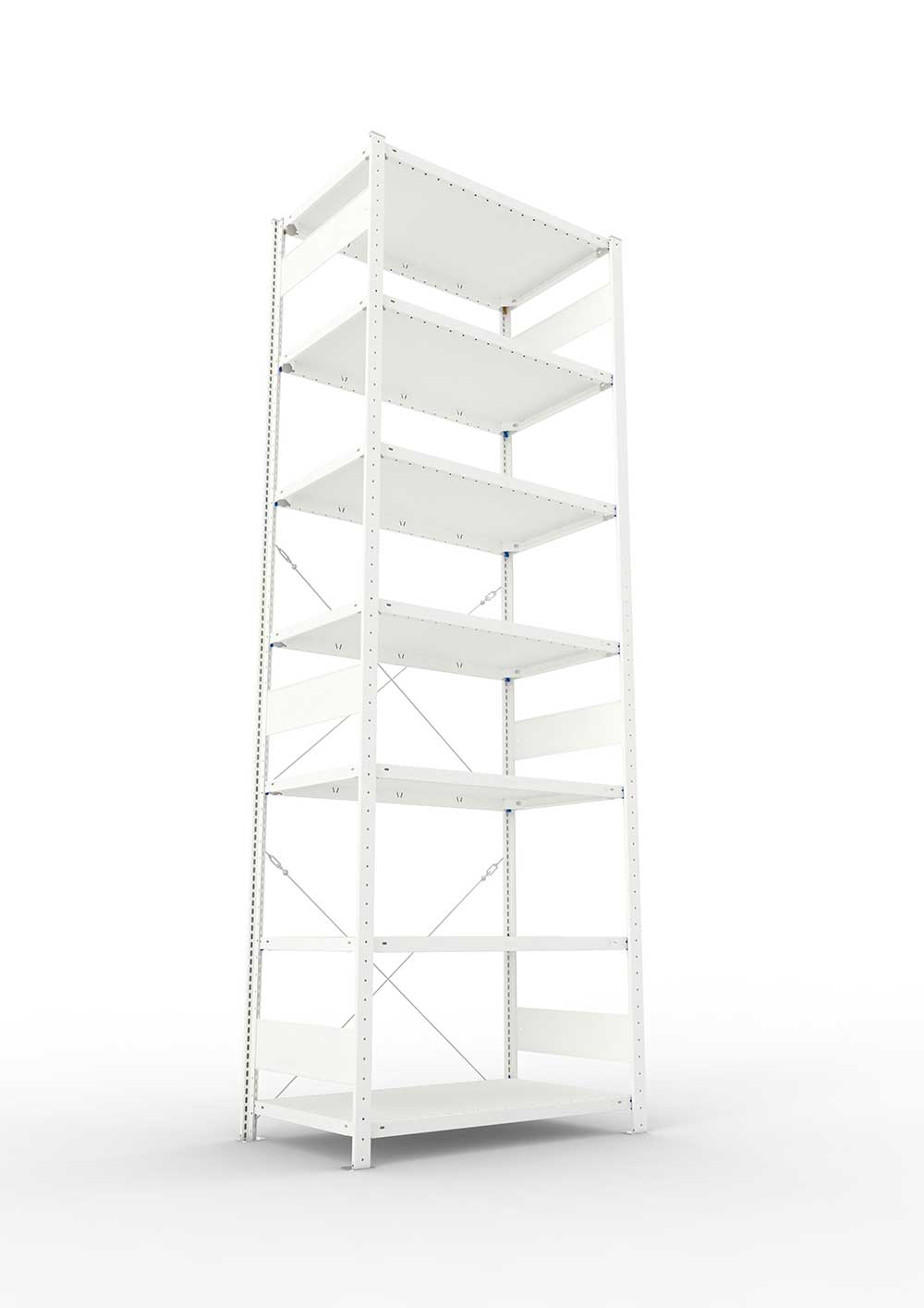 Metallregal Pro-Max Stecksystem Grundregal – 300×100×60 cm, 150 kg, RAL 7035, 7 Böden