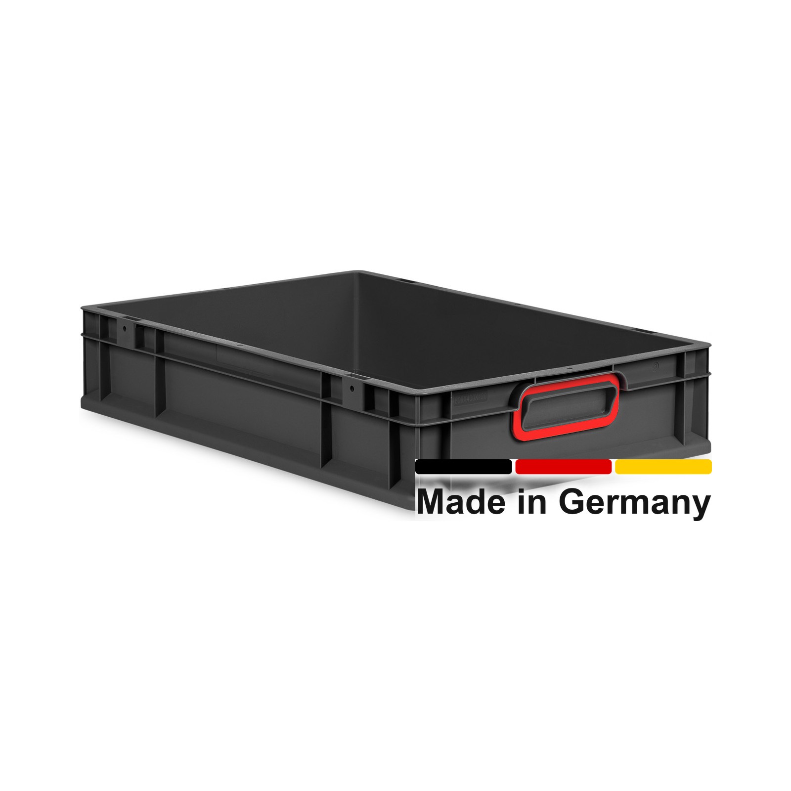 Eurobox 60x40x12 cm, NextGen Cycle, Griffe geschl. rot, anthrazit