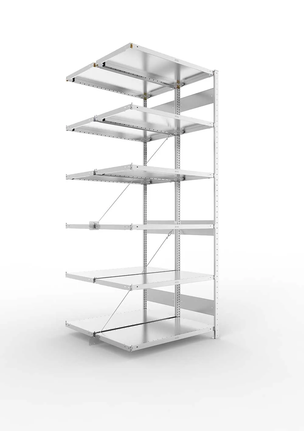 Metallregal Pro-Max Stecksystem Doppelanbauregal – 250×100×50 cm, 230 kg, verzinkt