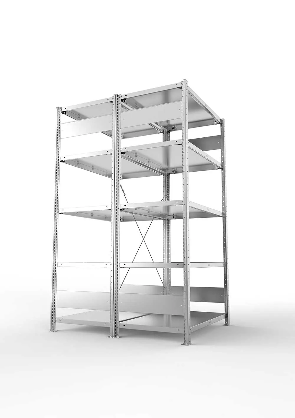 Metallregal Pro-Max Stecksystem Doppelgrundregal – 200×100×60 cm, 150 kg, verzinkt