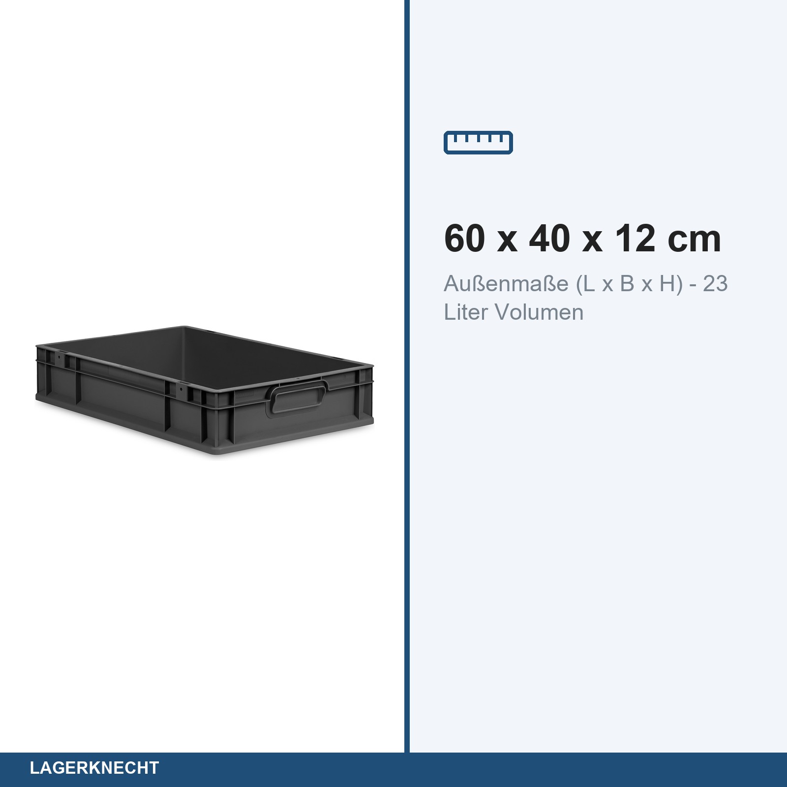 Eurobox 60x40x12 cm, NextGen Cycle, Griffe geschl., anthrazit