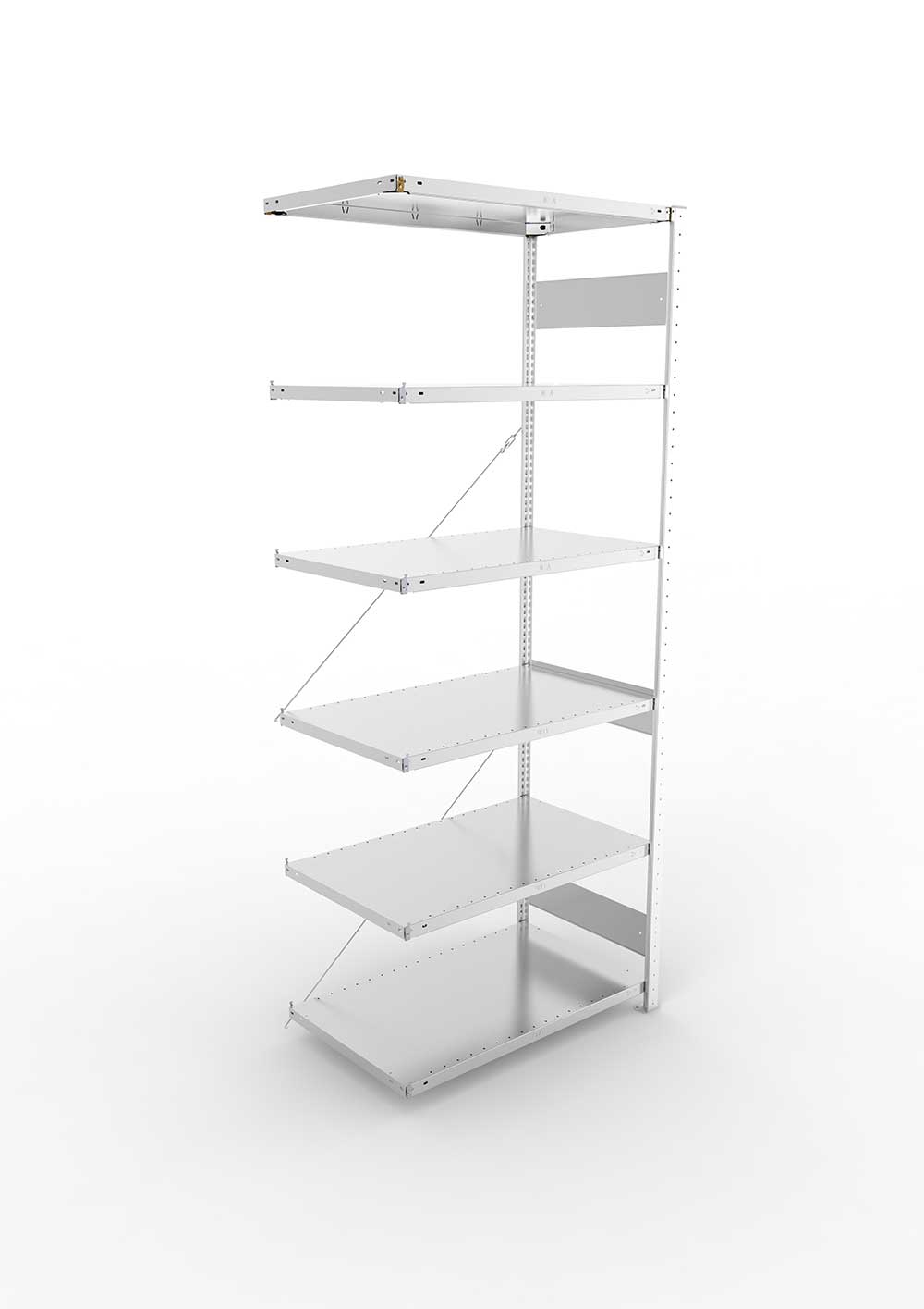Metallregal Pro-Flex Stecksystem Anbauregal – 250×100×60 cm, 150 kg, verzinkt, 6 Böden