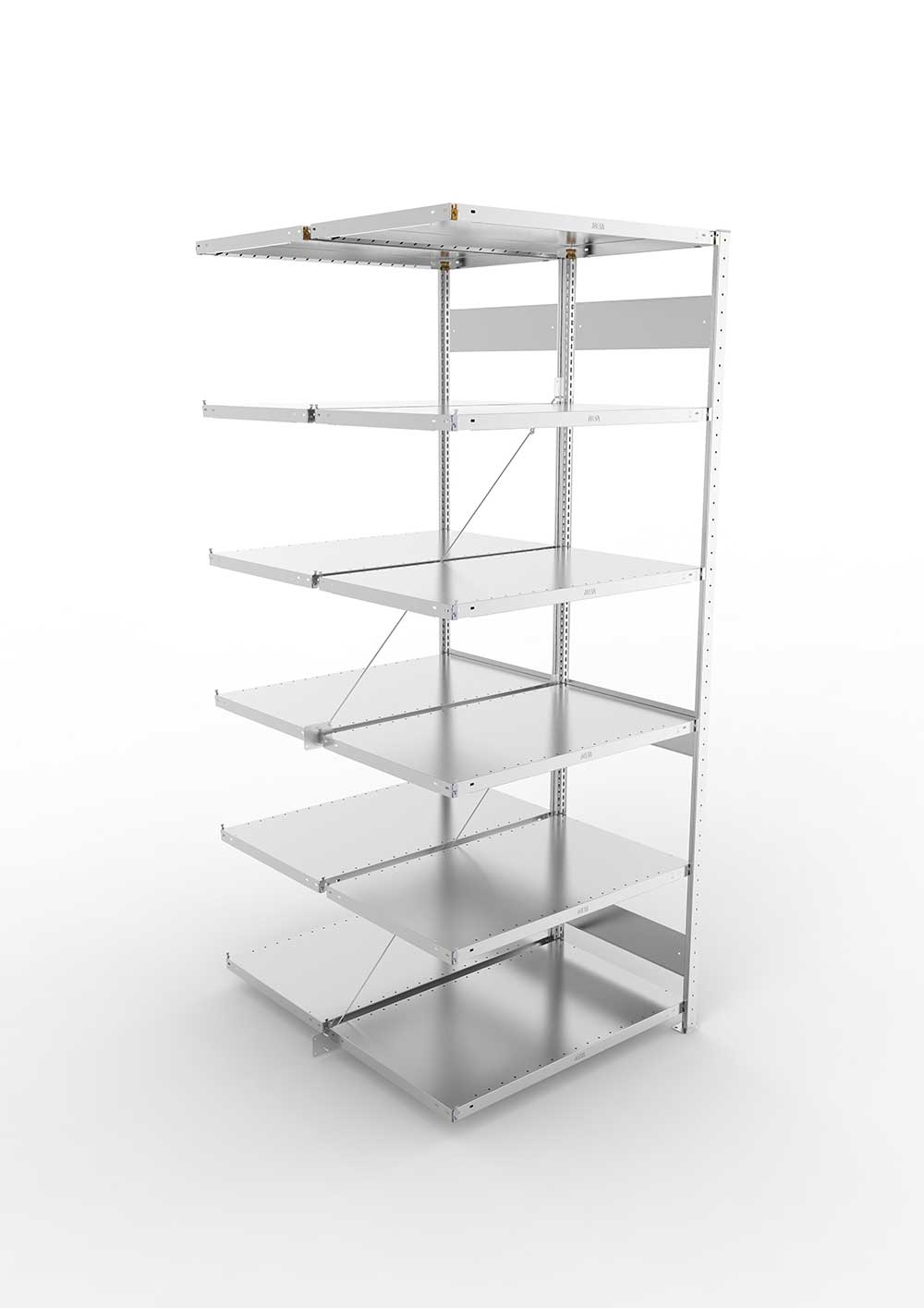 Metallregal Pro-Flex Stecksystem Doppelanbauregal – 250×100×60 cm, 230 kg, verzinkt