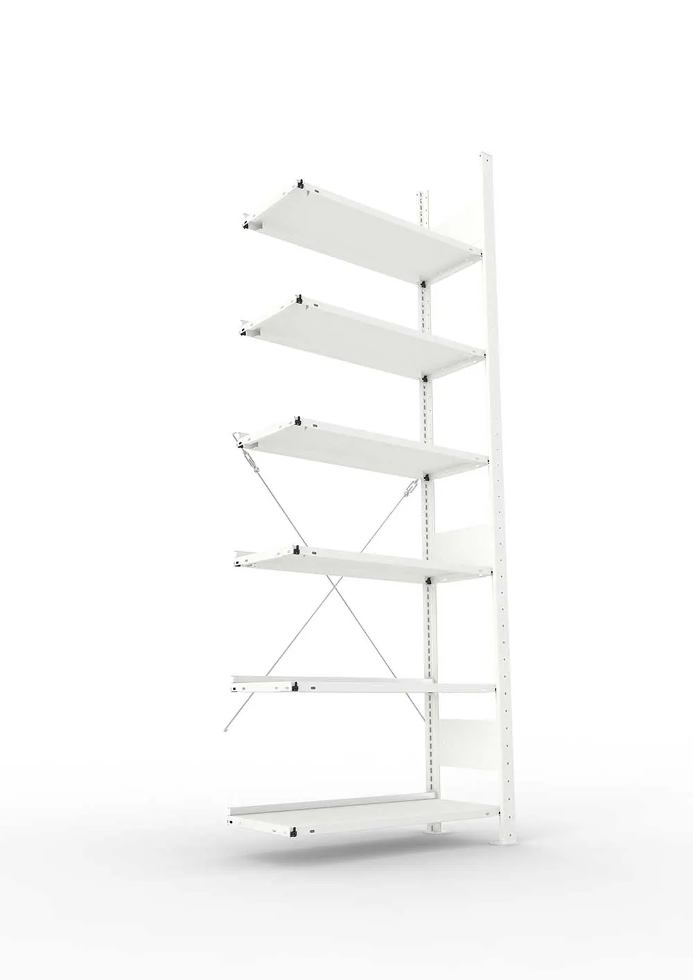 Büroregal Pro-Max Stecksystem Anbauregal – 220×75×30 cm, RAL 7035, einseitig