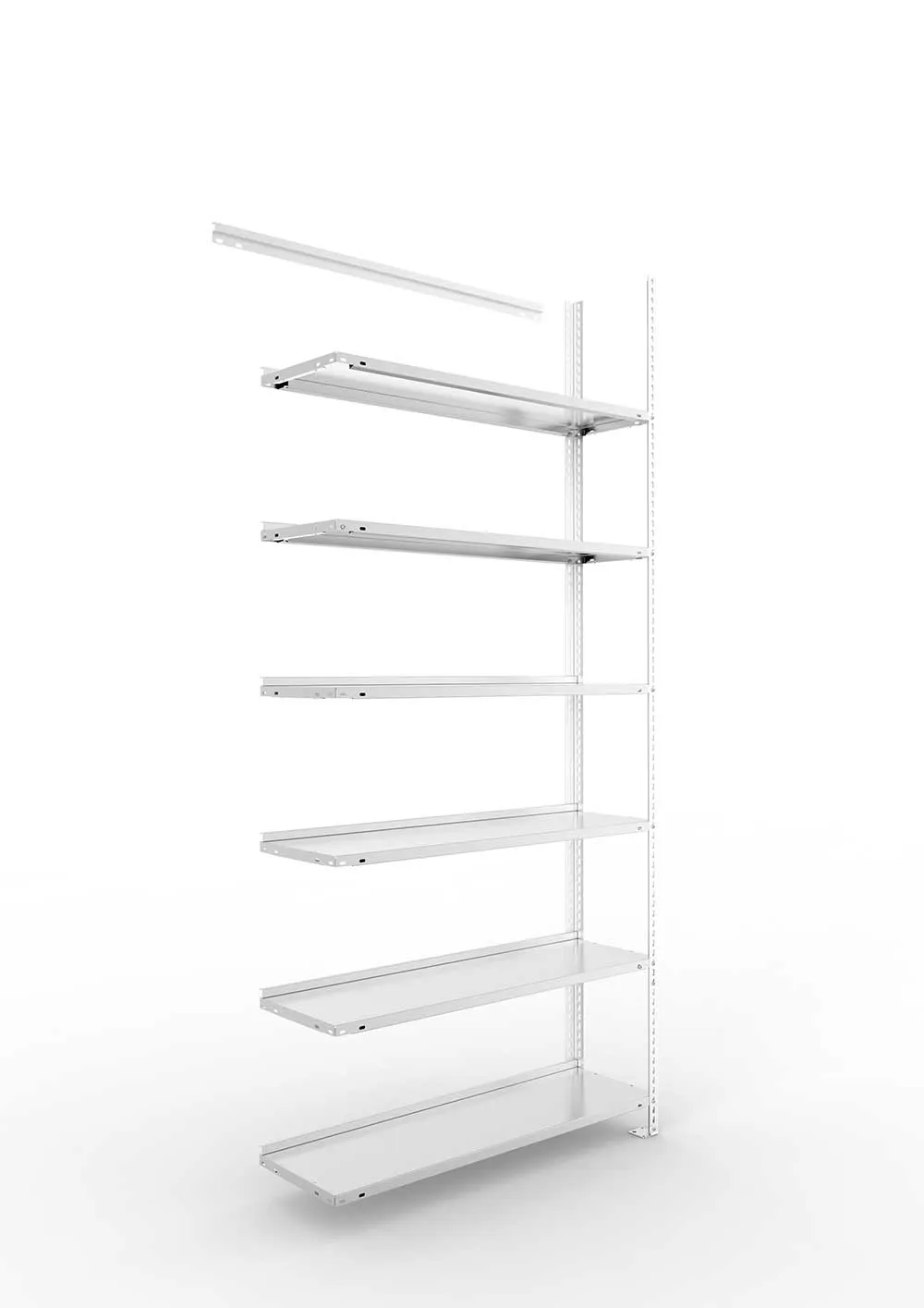 Büroregal Pro Schraubsystem Anbauregal – 220×100×30 cm, verzinkt, einseitig