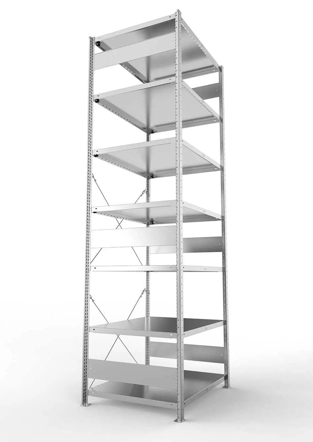 Metallregal Pro-Max Stecksystem Grundregal – 300×100×80 cm, 230 kg, verzinkt, 7 Böden