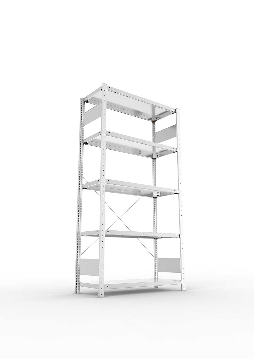 Metallregal Pro-Flex Stecksystem Grundregal – 200×100×40 cm, 150 kg, verzinkt, 5 Böden