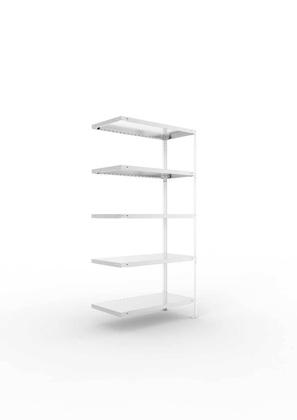 Kellerregal 100 Anbauregal Regalsystem Keller 2000 x 1000 x 500 verzinkt kpl. mit 5 Böden in der Frontalansicht – ideal für Produktdetails