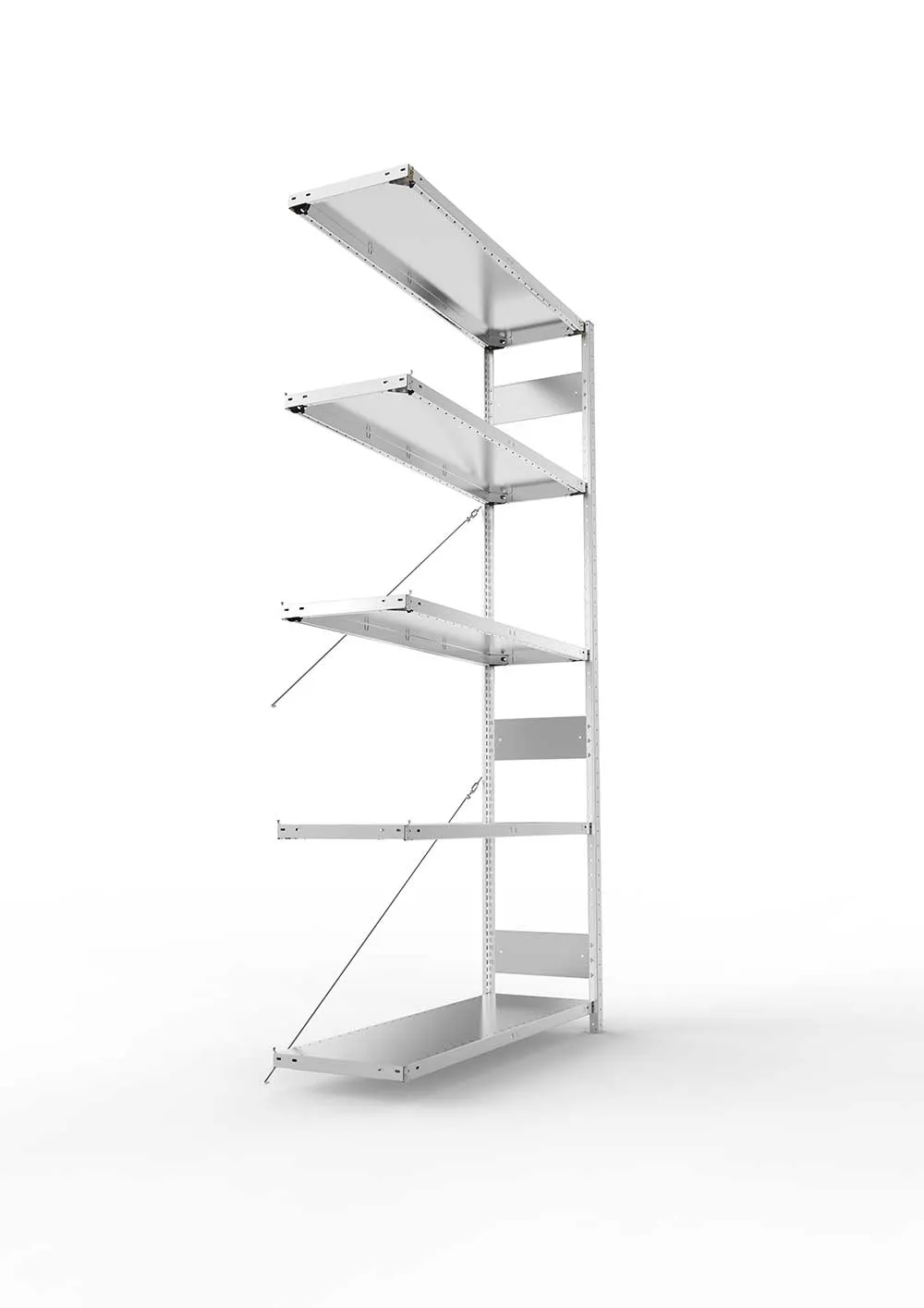 Metallregal Pro-Flex Stecksystem Anbauregal – 250×130×40 cm, 230 kg, verzinkt, 5 Böden