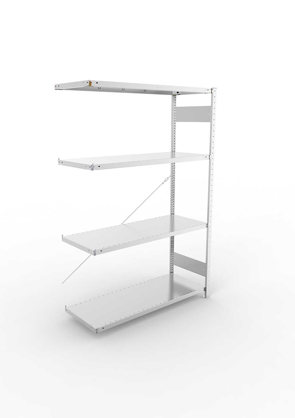 Metallregal Pro-Max Stecksystem Anbauregal – 200×130×50 cm, 230 kg, verzinkt, 4 Böden