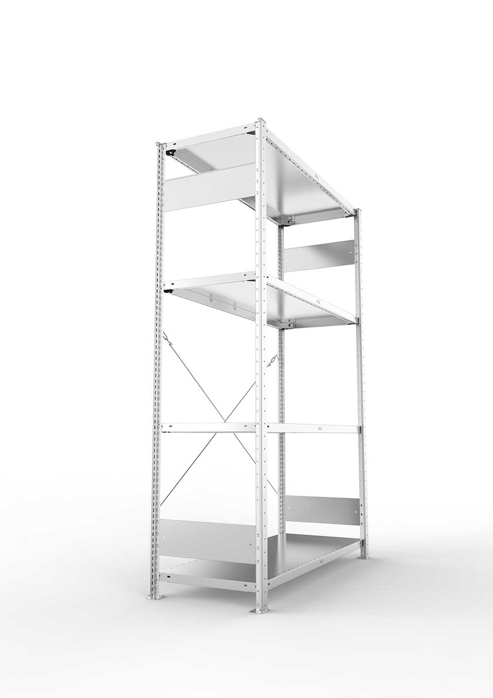 Metallregal Pro-Flex Stecksystem Grundregal – 200×130×50 cm, 230 kg, verzinkt, 4 Böden