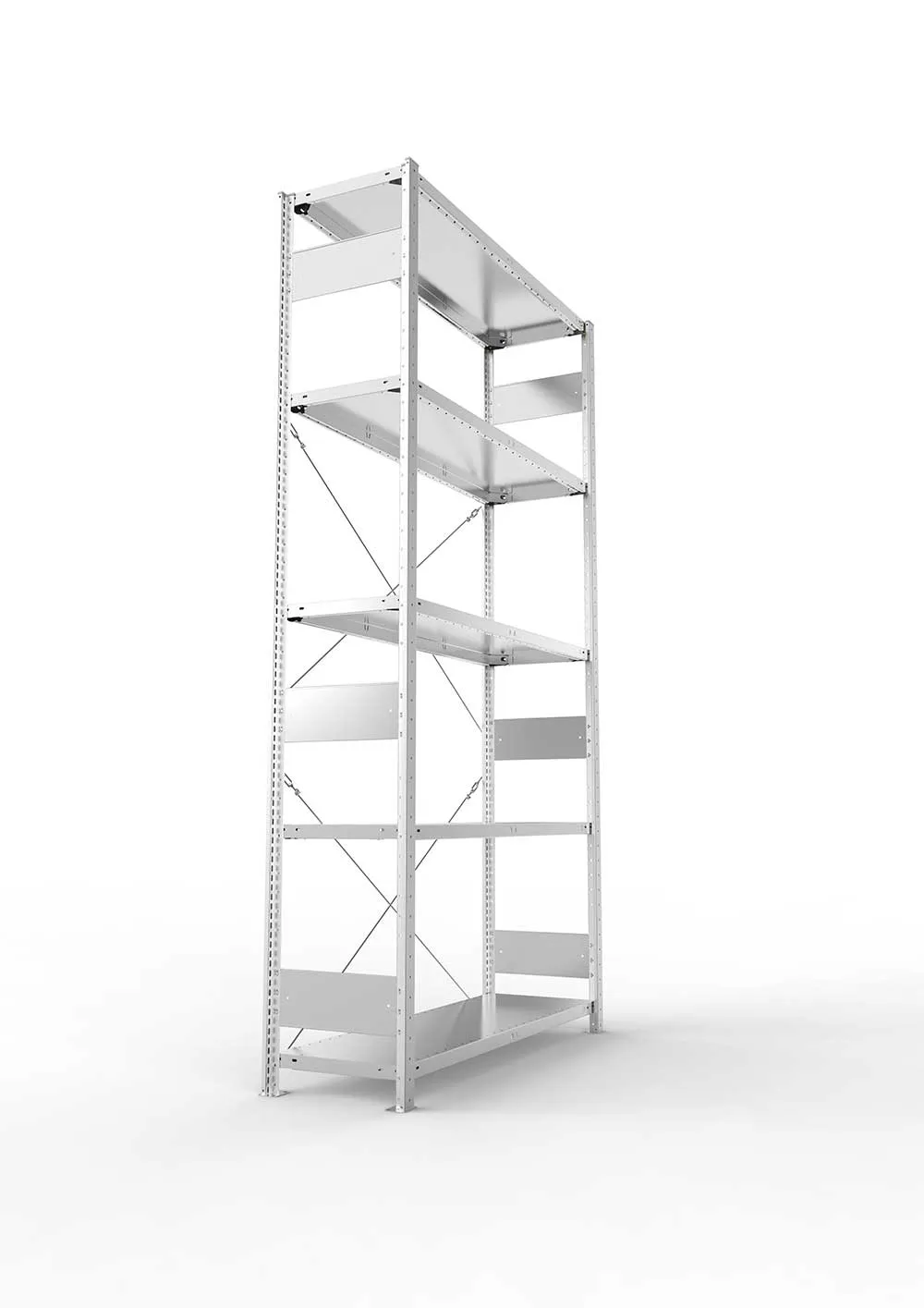 Kellerregal Pro-Flex Stecksystem Grundregal – 250×130×40 cm, 230 kg, verzinkt, 5 Böden