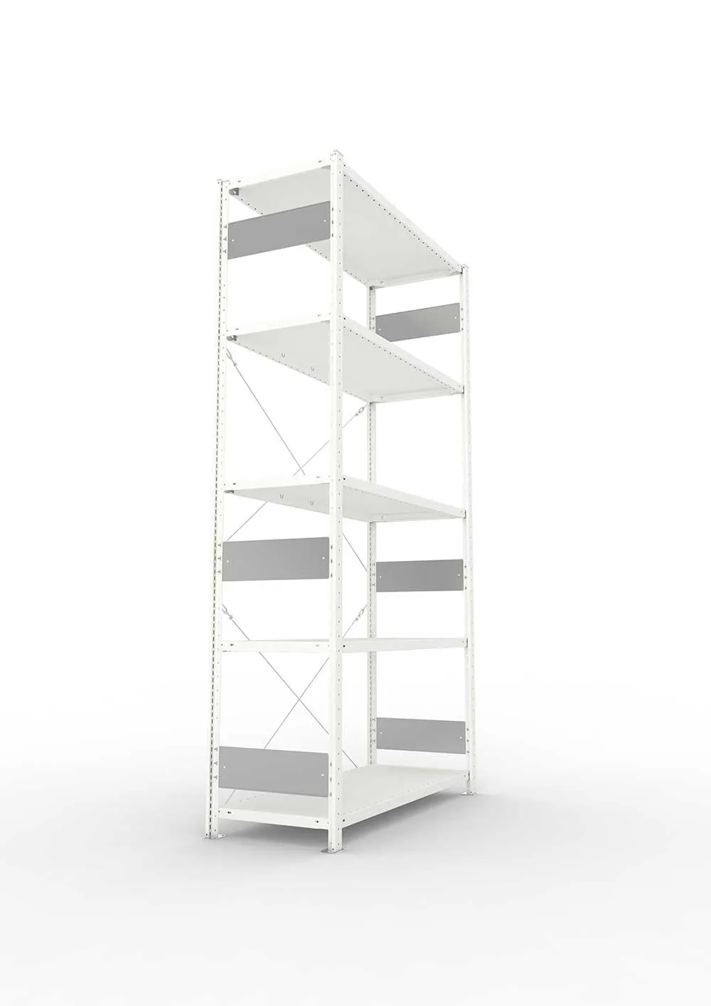 Metallregal Pro-Flex Stecksystem Grundregal – 250×130×50 cm, 230 kg, RAL 7035, 5 Böden