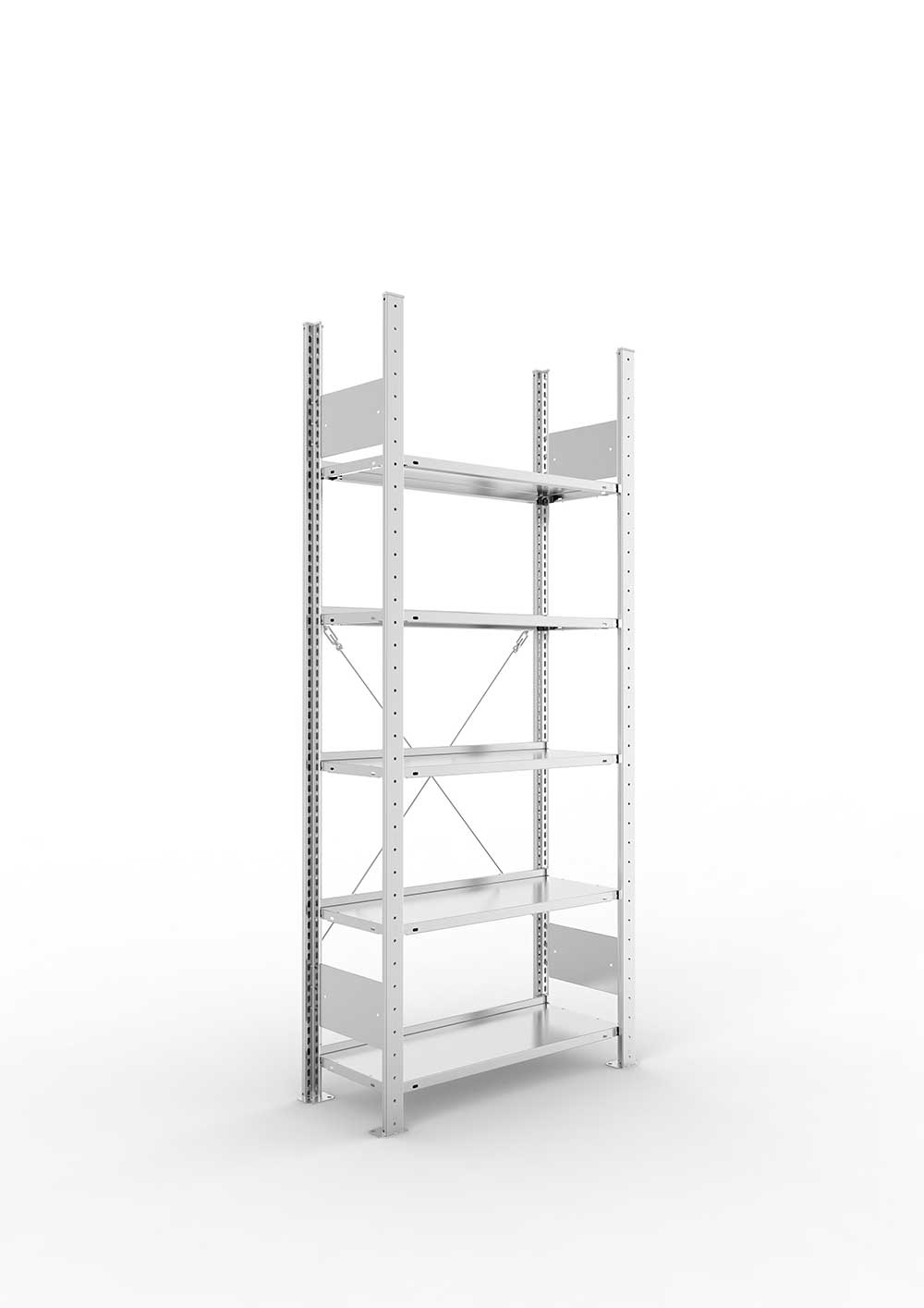 Büroregal Pro-Flex Stecksystem Grundregal – 185×75×30 cm, verzinkt, einseitig