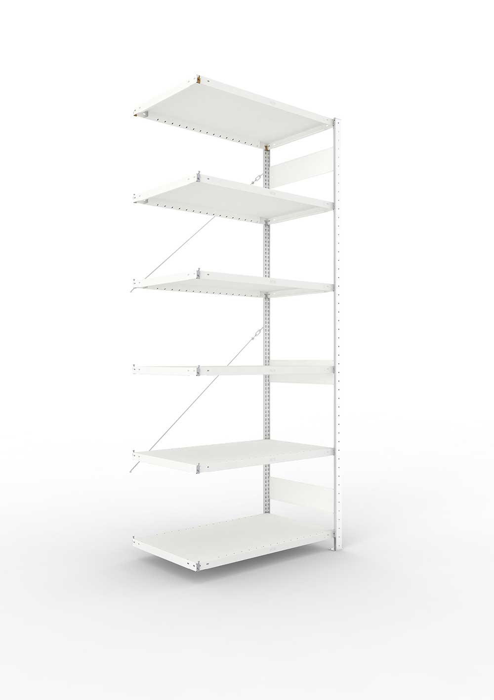 Metallregal Pro-Max Stecksystem Anbauregal – 250×100×60 cm, 230 kg, RAL 7035, 6 Böden