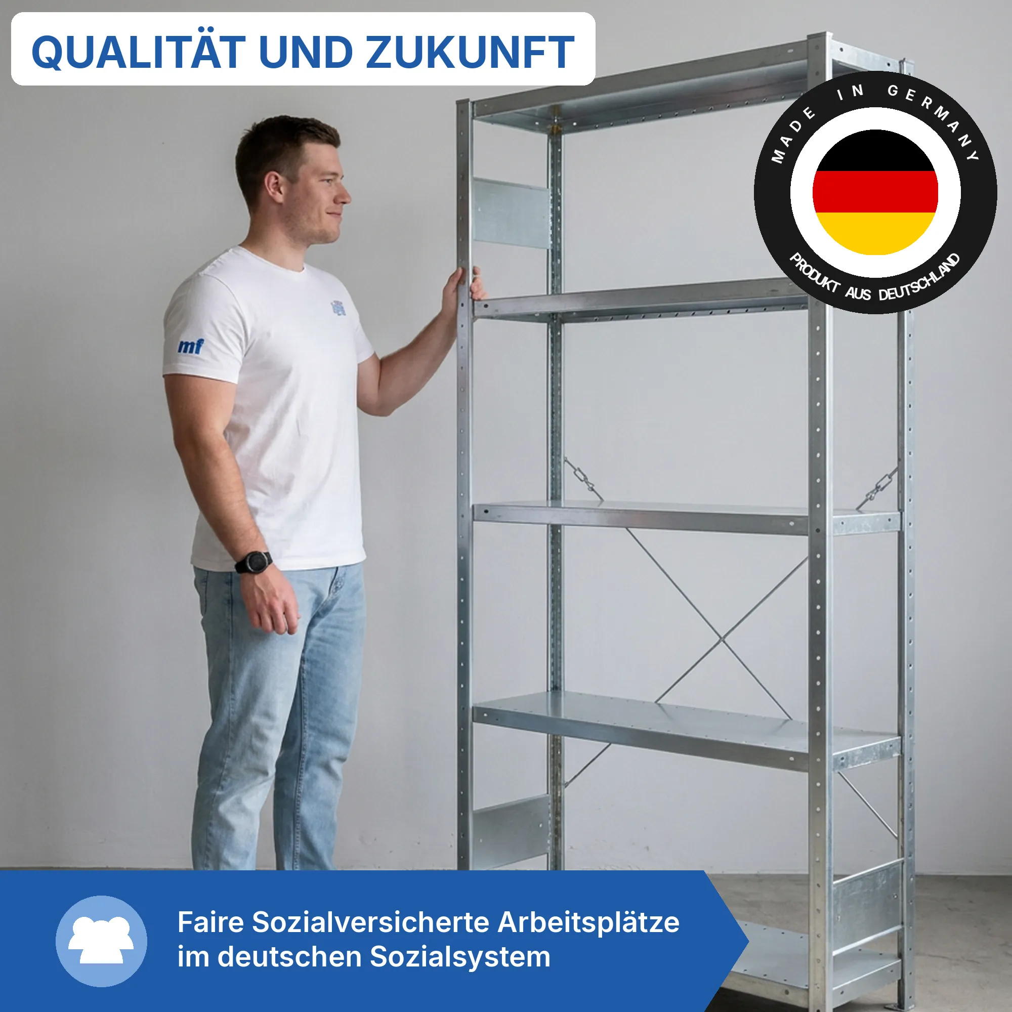 Kellerregal Pro-Flex Stecksystem Grundregal – 200×100×30 cm, 230 kg, verzinkt, 5 Böden
