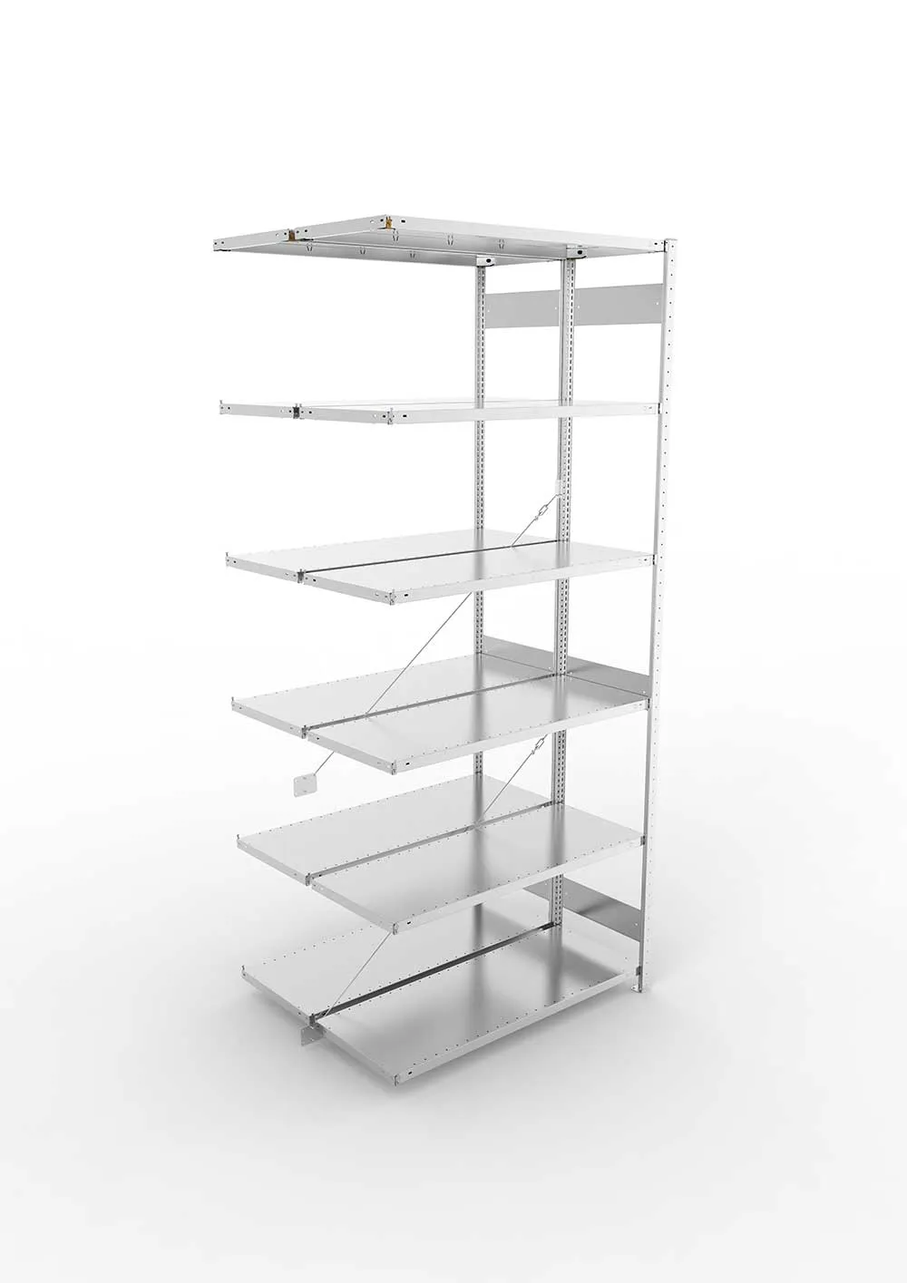 Metallregal Pro-Max Stecksystem Doppelanbauregal – 300×130×50 cm, 230 kg, verzinkt