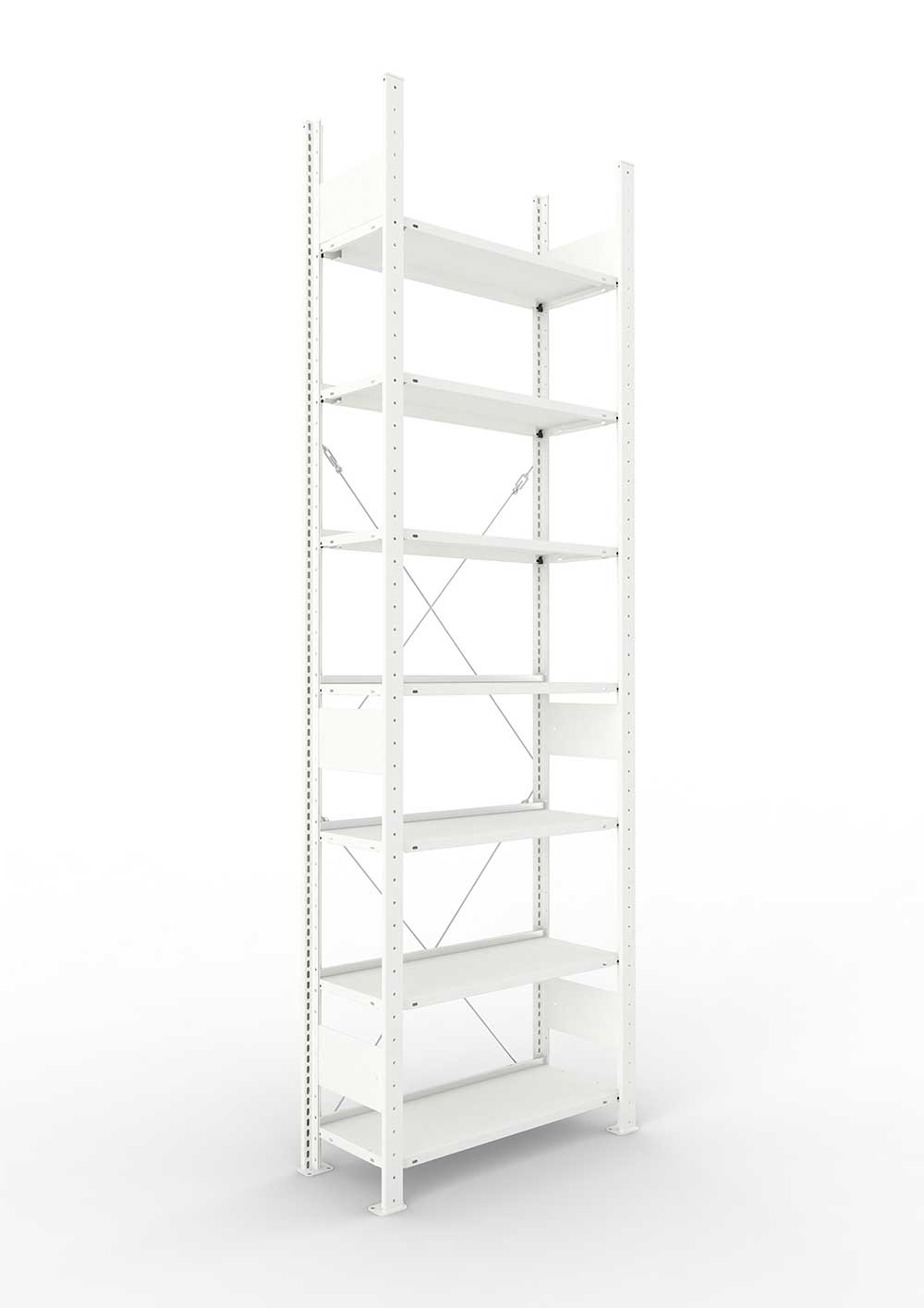 Büroregal Pro-Max Stecksystem Grundregal – 250×75×30 cm, RAL 7035, einseitig