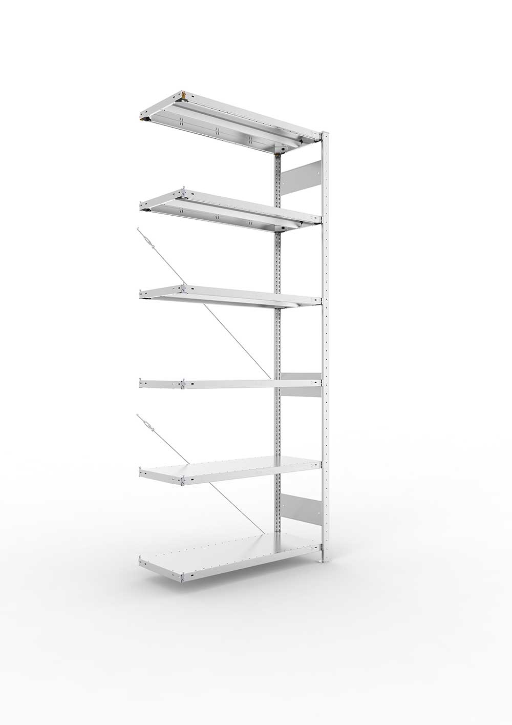 Metallregal Pro-Max Stecksystem Anbauregal – 250×100×40 cm, 330 kg, verzinkt, 6 Böden
