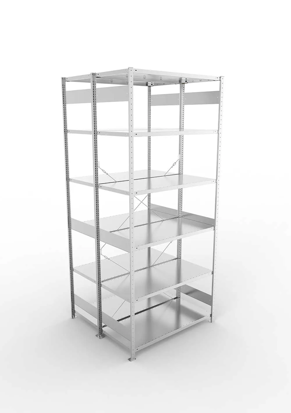 Metallregal Pro-Max Stecksystem Doppelgrundregal – 300×130×60 cm, 230 kg, verzinkt