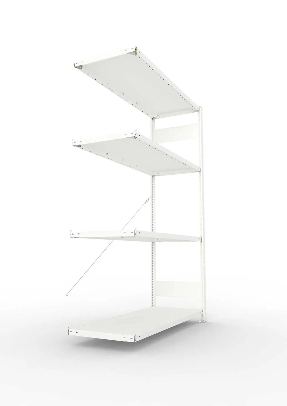 Metallregal Pro-Max Stecksystem Anbauregal – 200×130×50 cm, 230 kg, RAL 7035, 4 Böden