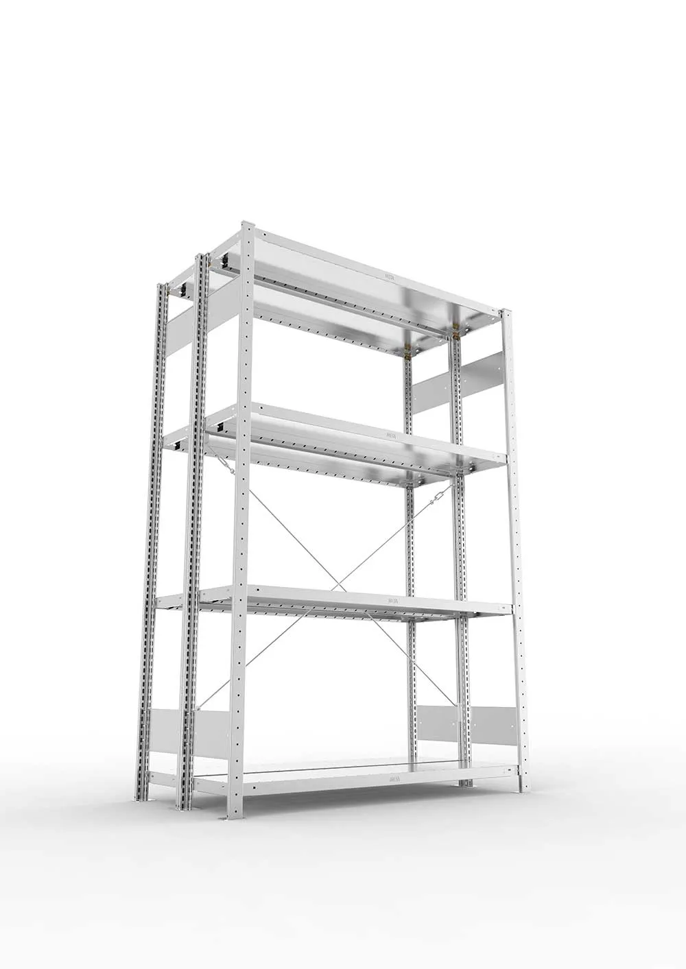Metallregal Pro-Flex Stecksystem Doppelgrundregal – 200×130×30 cm, 230 kg, verzinkt