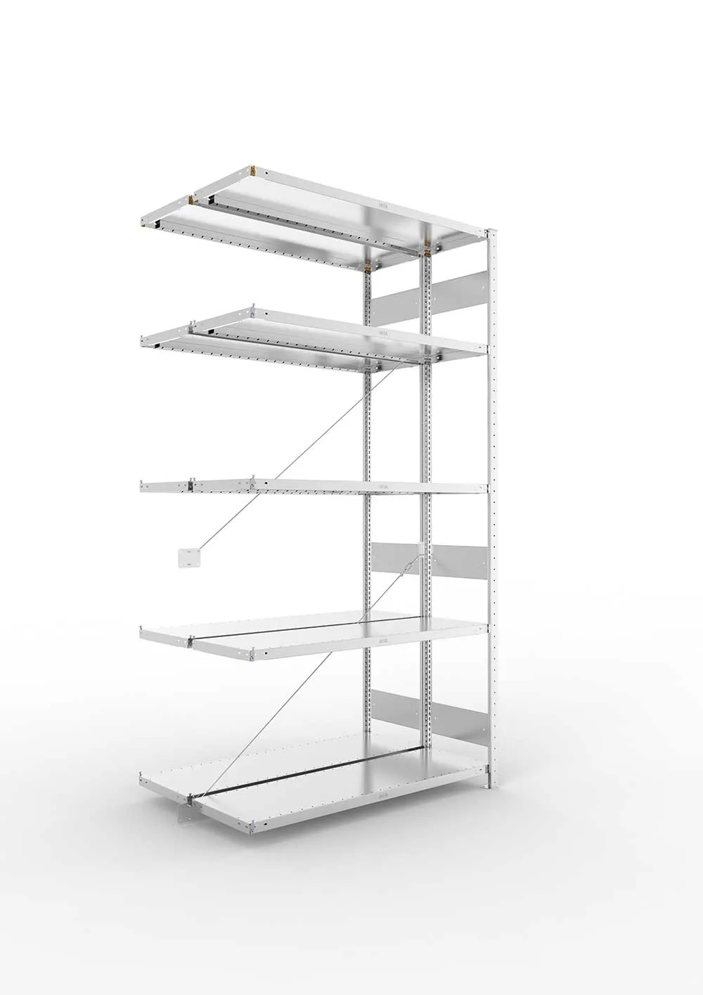 Metallregal Pro-Flex Stecksystem Doppelanbauregal – 250×130×40 cm, 230 kg, verzinkt