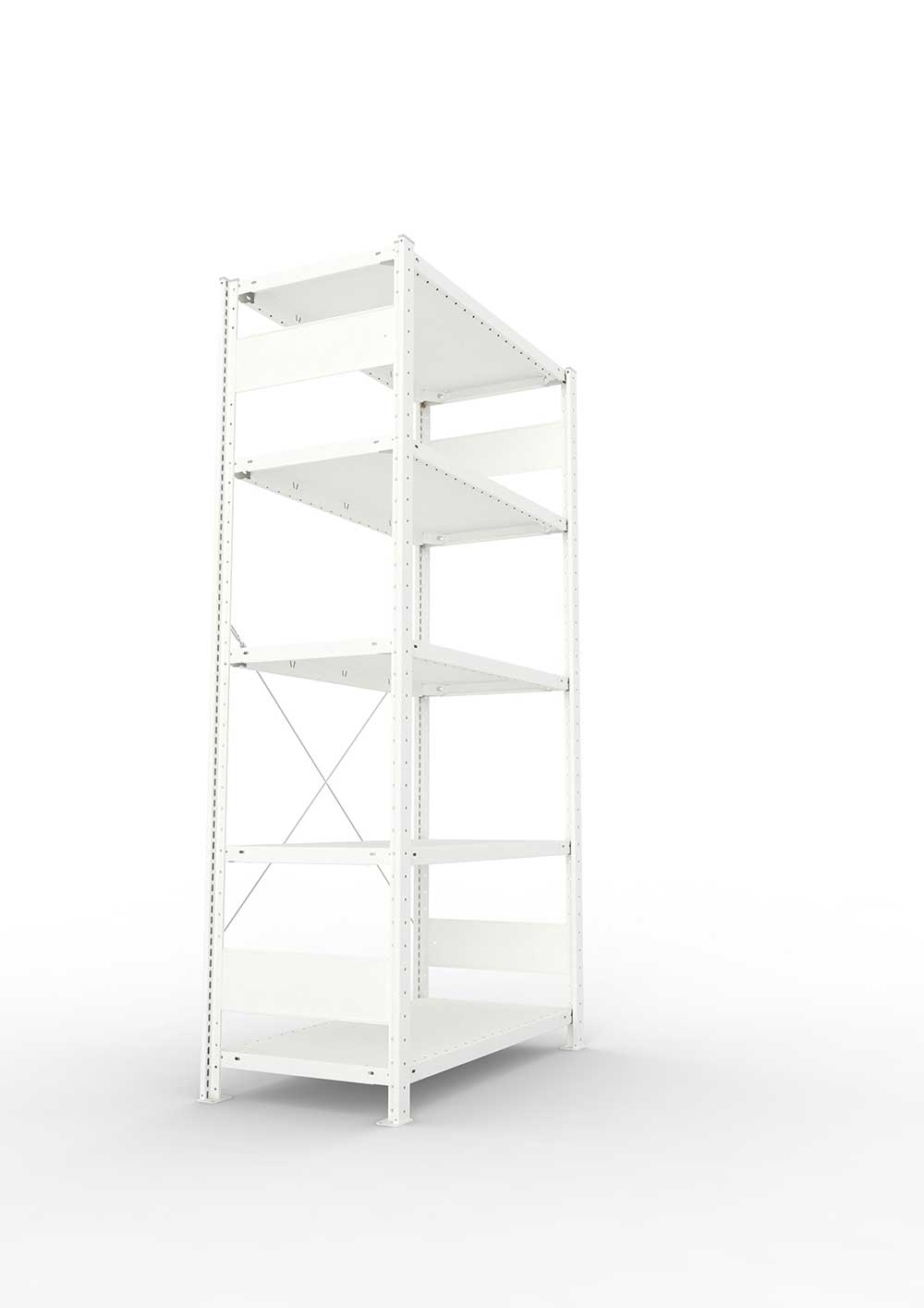 Metallregal Pro-Max Stecksystem Grundregal – 200×100×50 cm, 150 kg, RAL 7035, 5 Böden