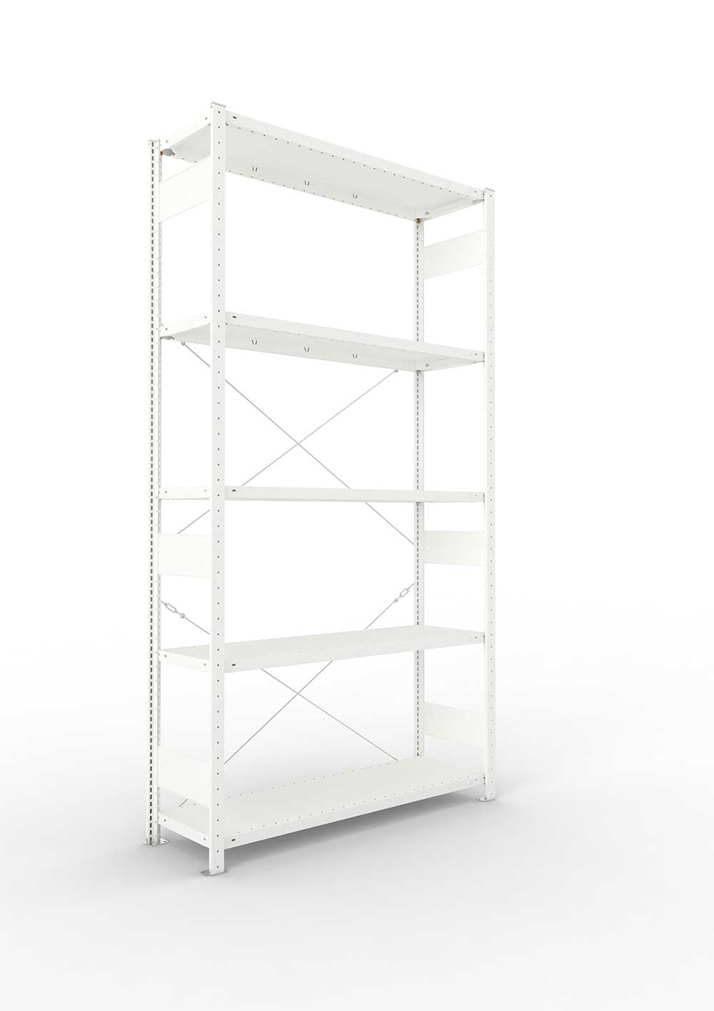 Metallregal Pro-Max Stecksystem Grundregal – 250×130×40 cm, 230 kg, RAL 7035, 5 Böden