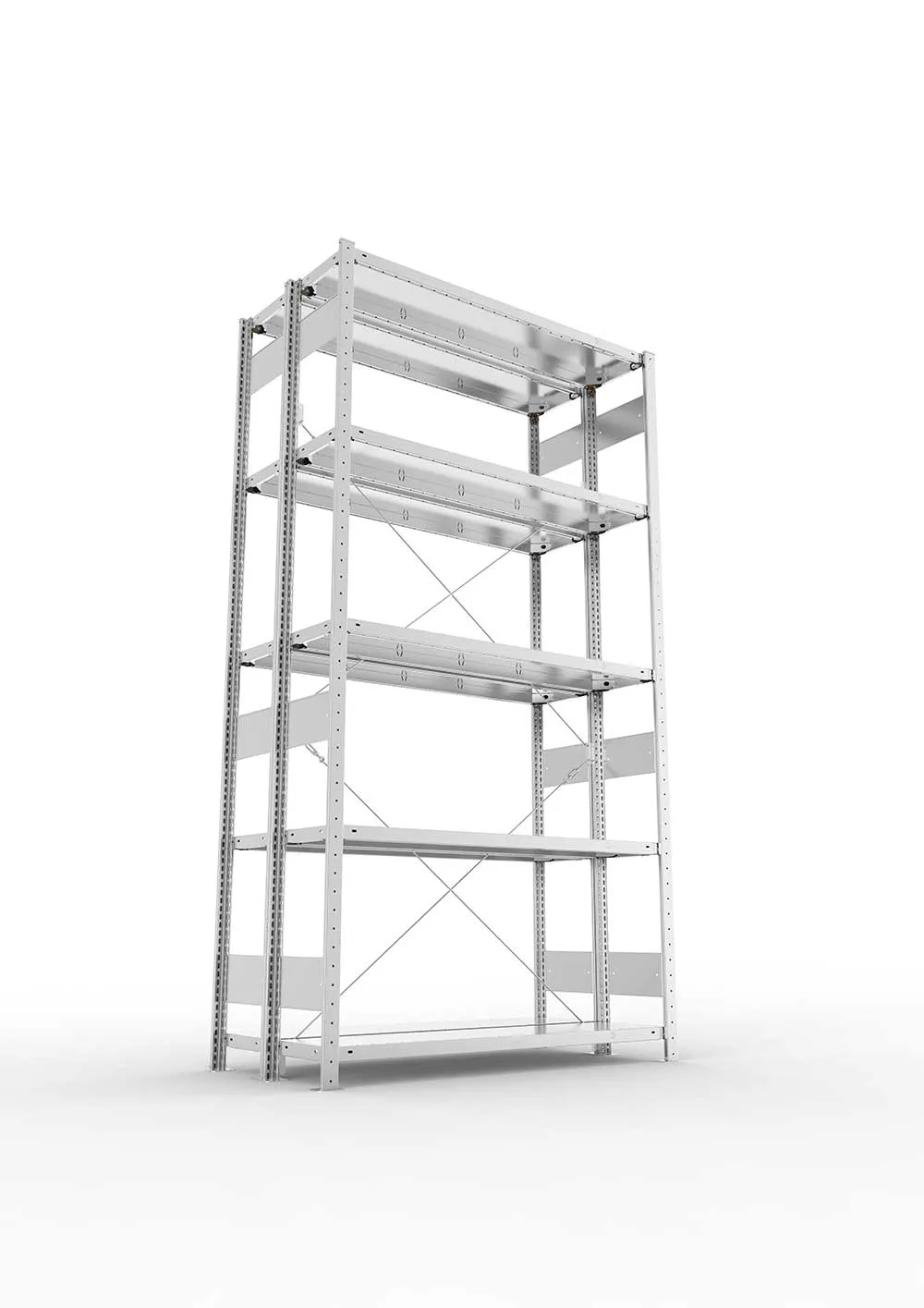 Metallregal Pro-Max Stecksystem Doppelgrundregal – 250×130×30 cm, 230 kg, verzinkt