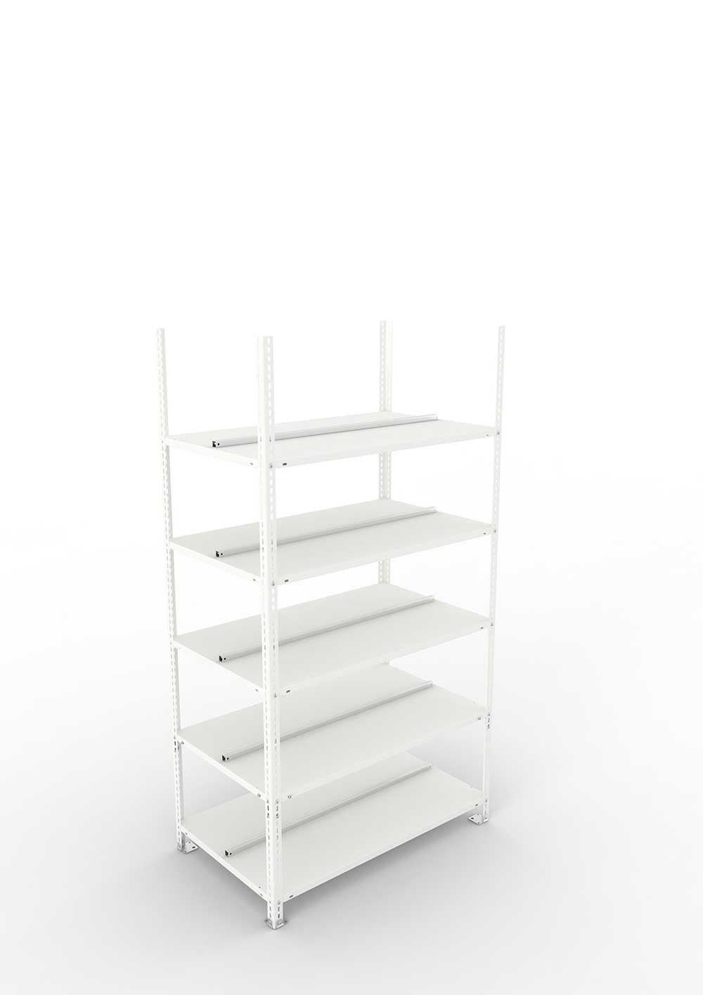 Büroregal Aktenregal GR 1850 x 1000 x 600 RAL 7035 kpl. Doppel mit 5 Böden – detaillierte Produktabbildung