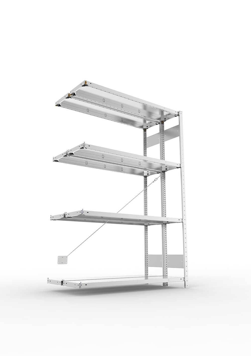 Metallregal Pro-Max Stecksystem Doppelanbauregal – 200×130×30 cm, 230 kg, verzinkt