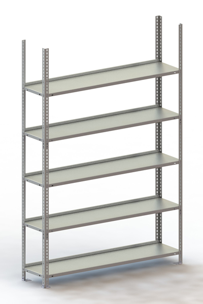 Büro Compact GR 1850 x 1250 x 300 RAL 7035 kpl. mit 5 Böden ohne Abdeckboden - einseitig