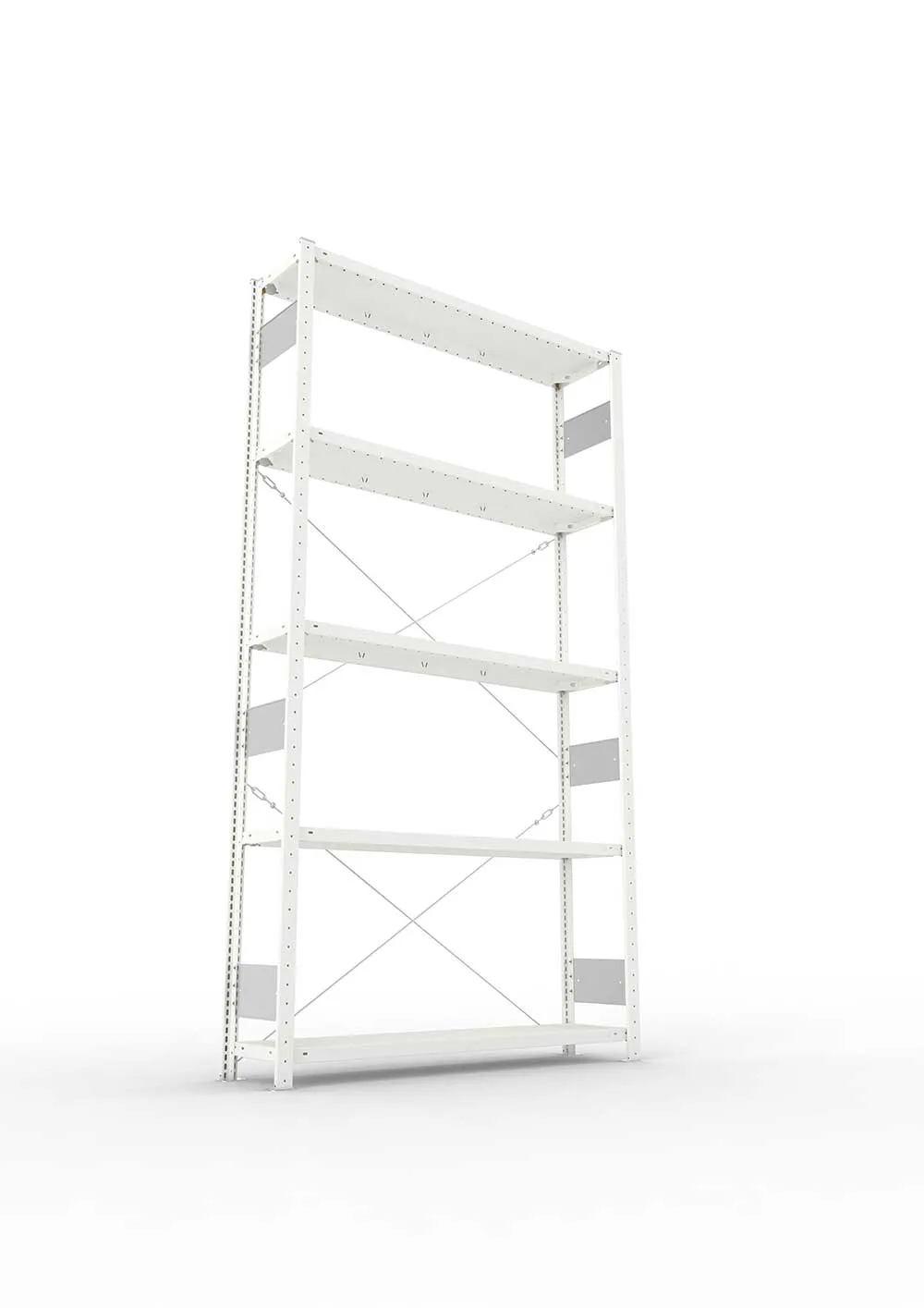 Metallregal Pro-Flex Stecksystem Grundregal – 250×130×30 cm, 230 kg, RAL 7035, 5 Böden