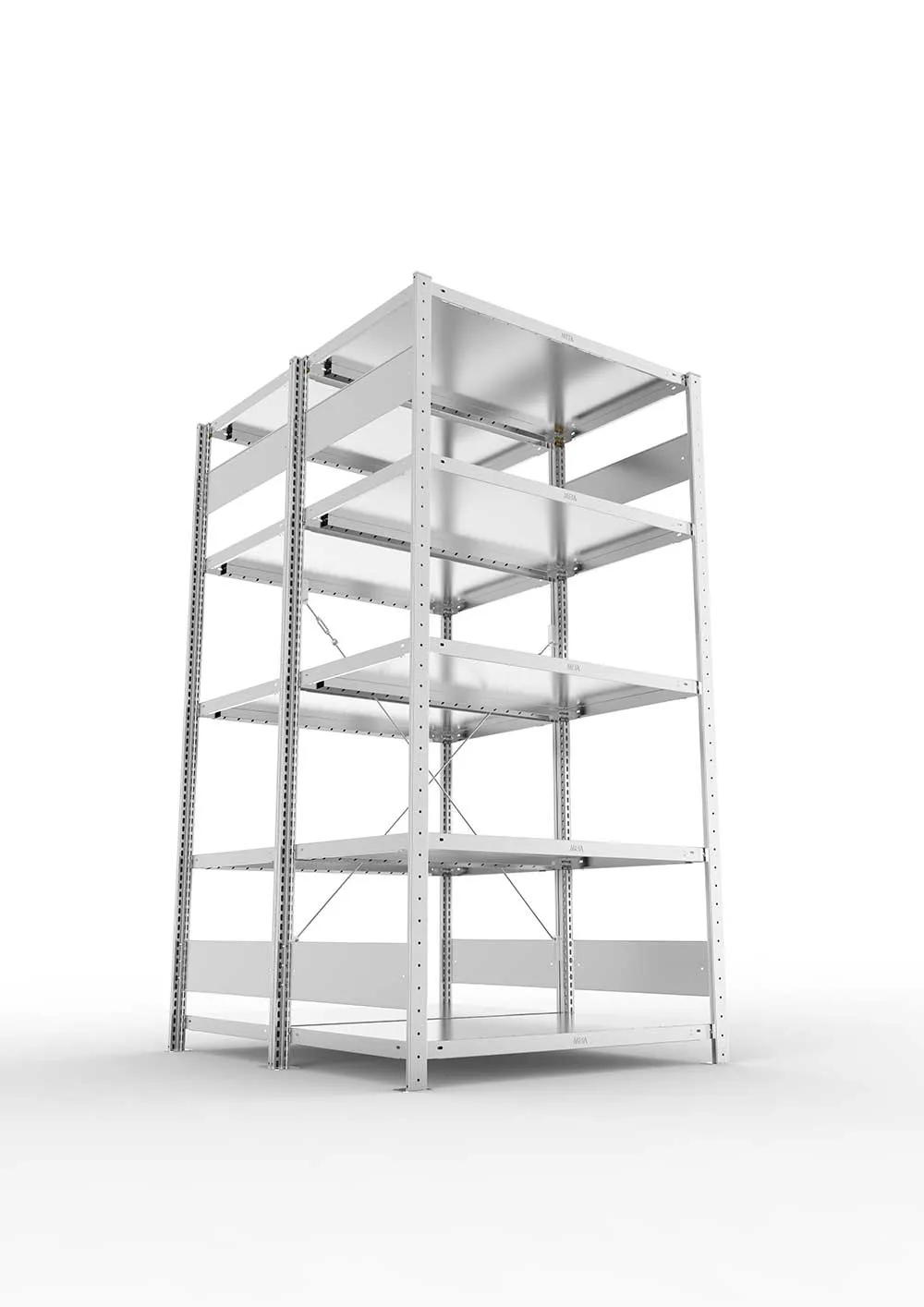 Metallregal Pro-Flex Stecksystem Doppelgrundregal – 200×100×60 cm, 230 kg, verzinkt